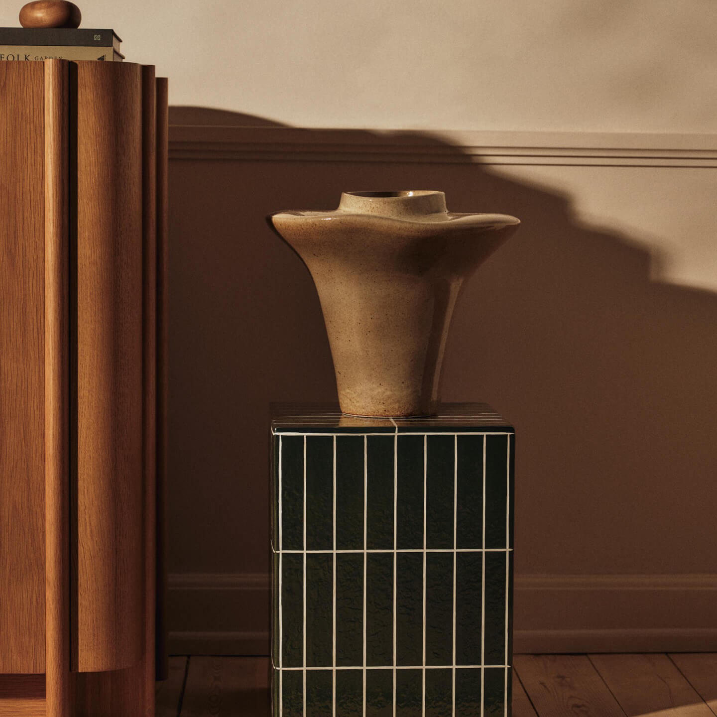 Ferm Living Evio Vase Large Sculptural Decorative Elm Green