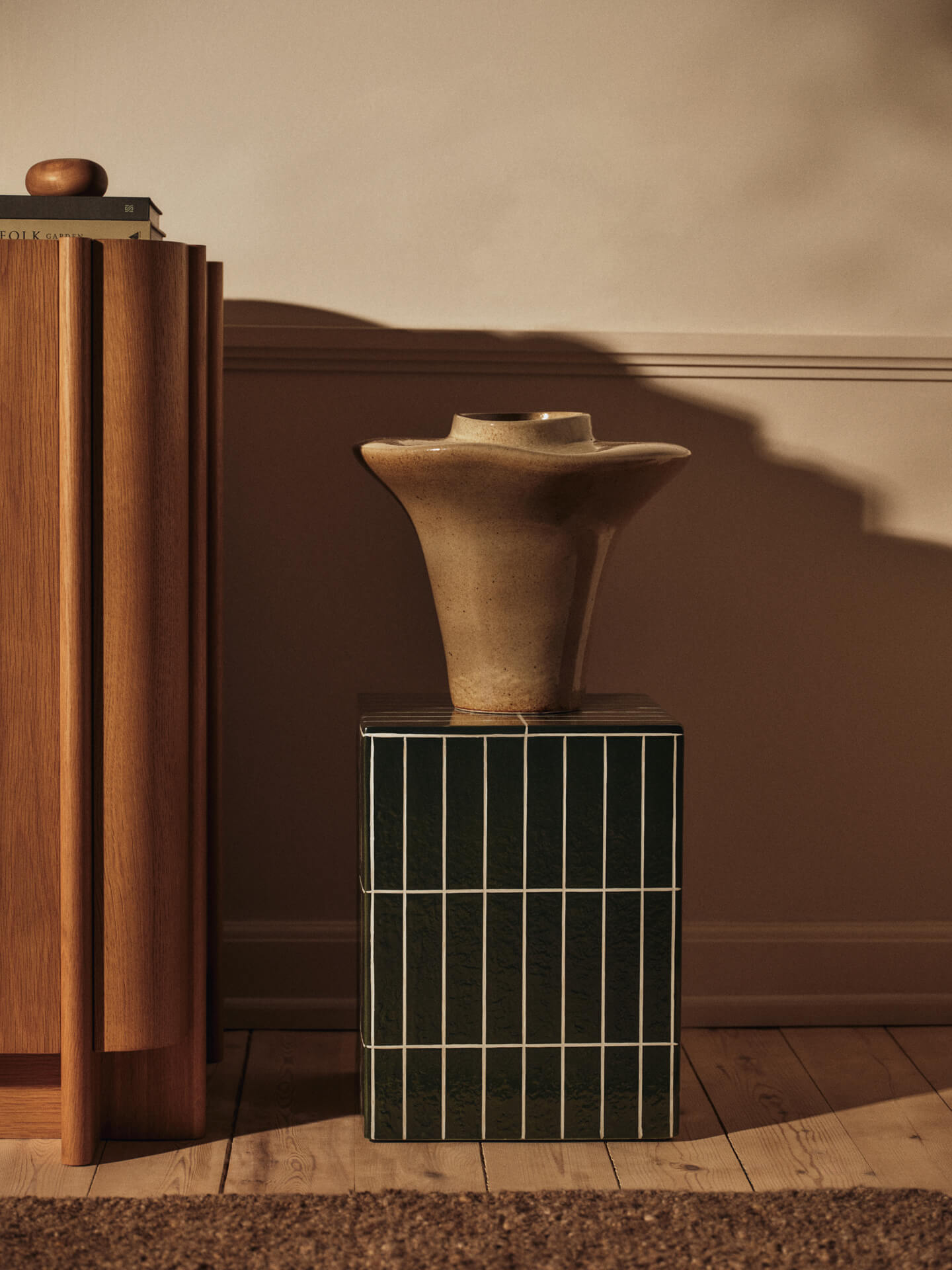 Ferm Living Evio Vase Large Sculptural Decorative Elm Green