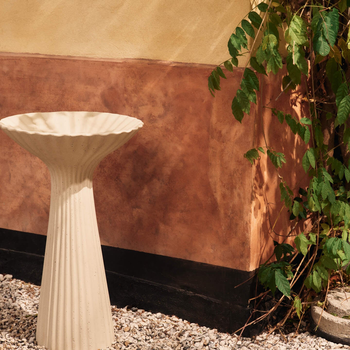 Ferm Living Fountain Series Pedestal Bowl Fibre Concrete Ivory