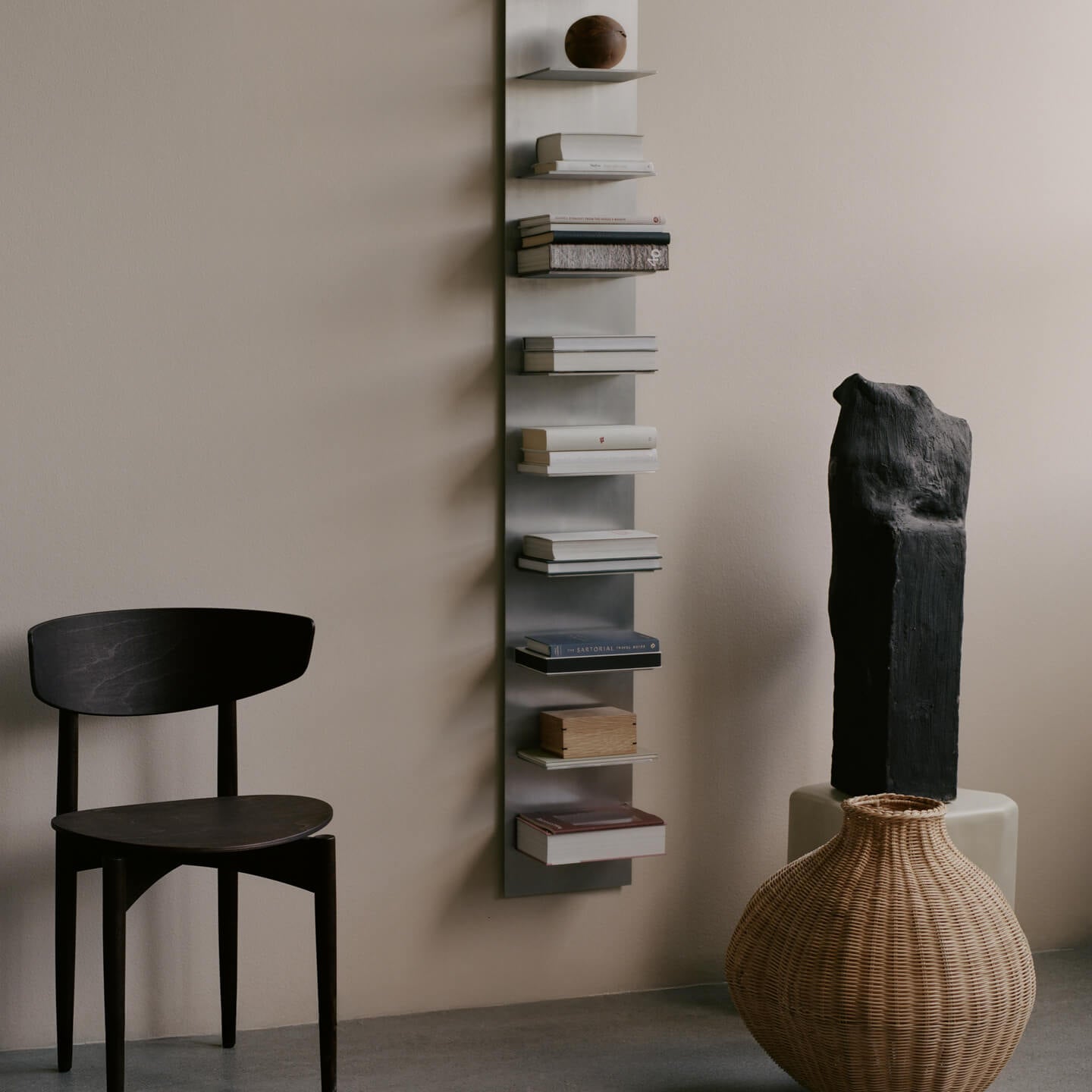 Ferm Living Lager Tall Wall Shelf Brushed Aluminium