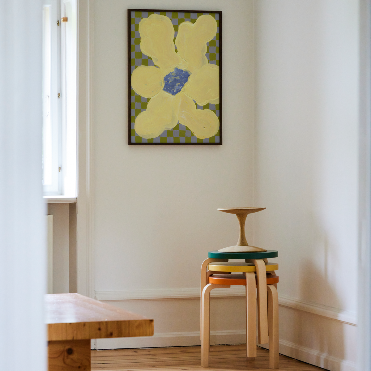 Paper Collective Flowers with Checks 04 Art Print by Liat Greenberg