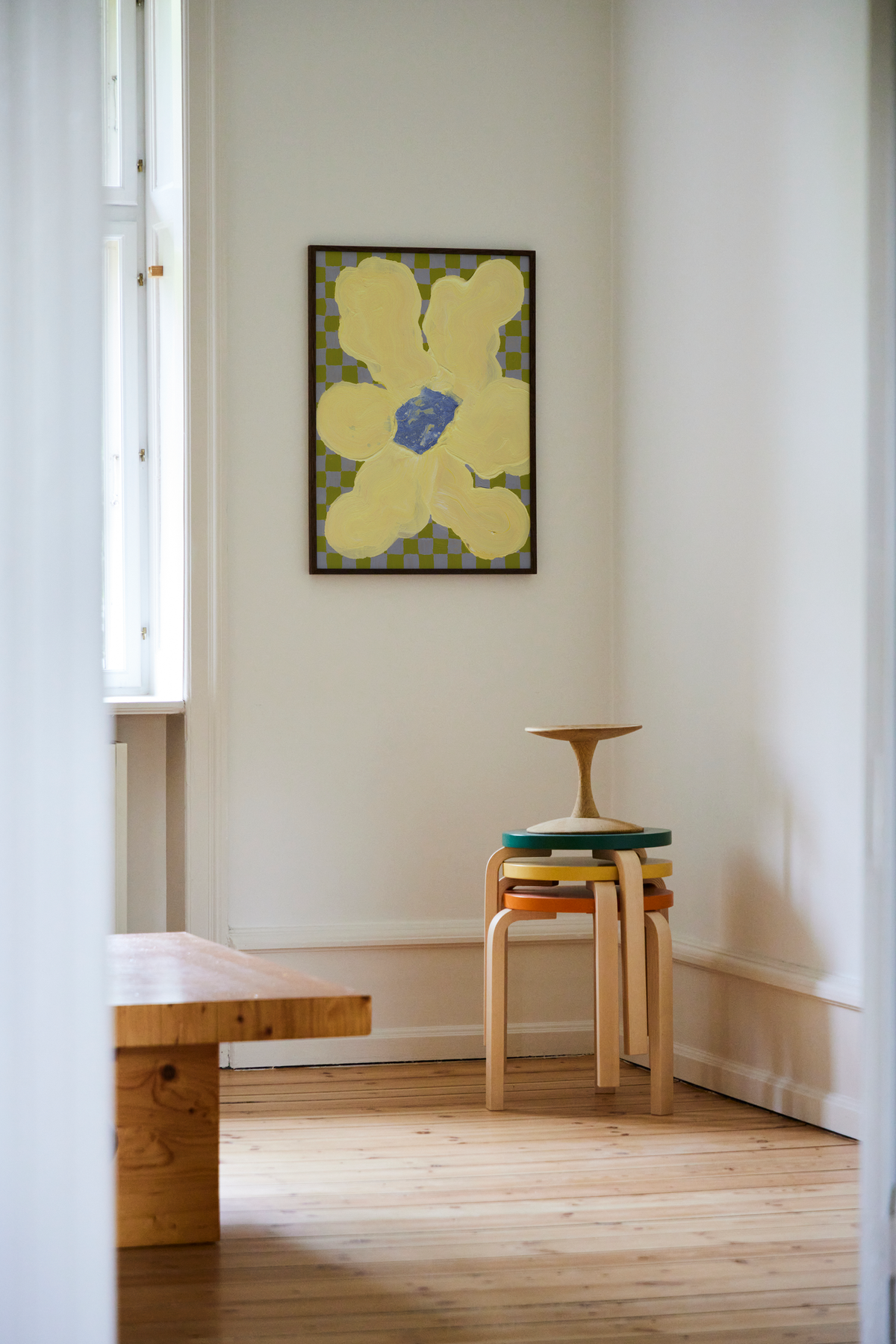 Paper Collective Flowers with Checks 04 Art Print by Liat Greenberg