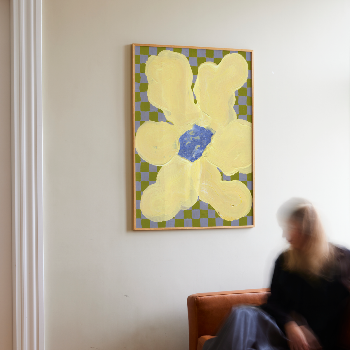 Paper Collective Flowers with Checks 04 Art Print by Liat Greenberg