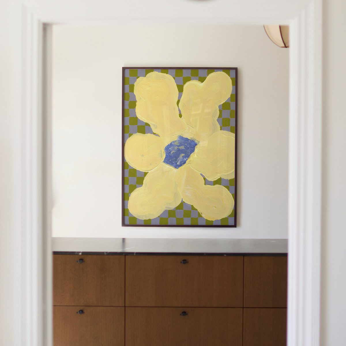 Paper Collective Flowers with Checks 04 Art Print by Liat Greenberg