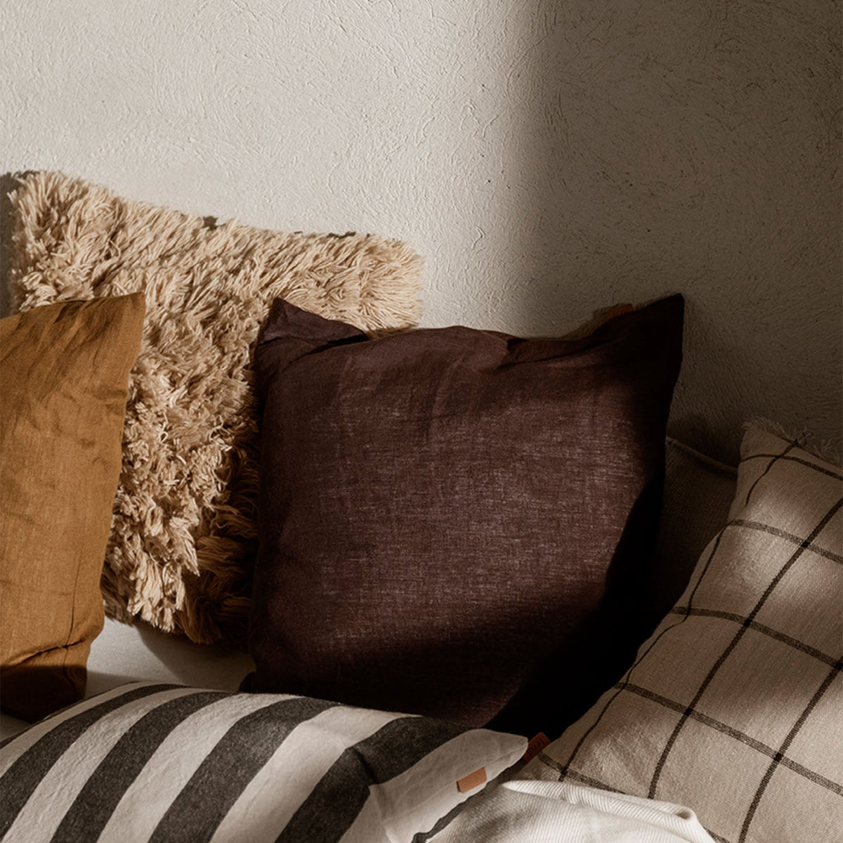 Ferm Living Grand Cushion Linen Cotton Sand Black