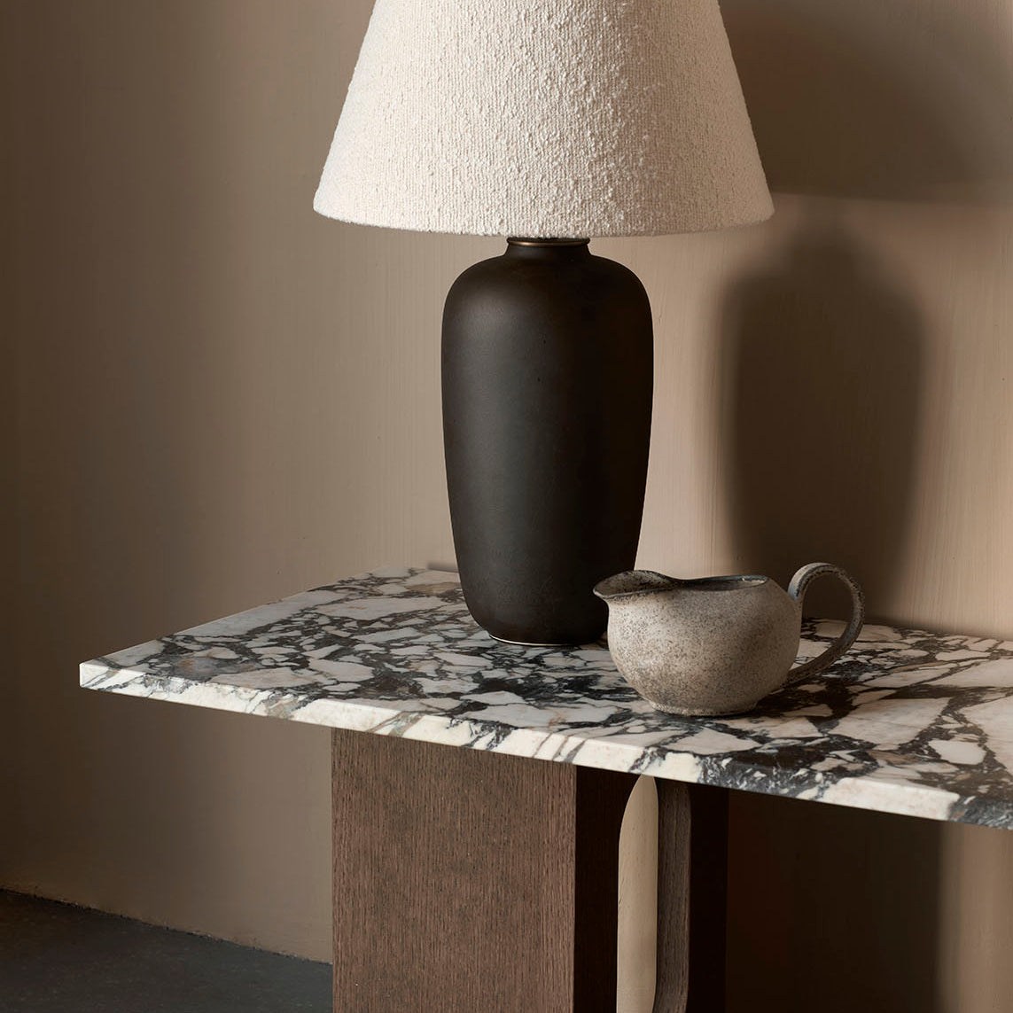 Audo Androgyne Lounge Table Dark Stained Oak Calacatta Marble