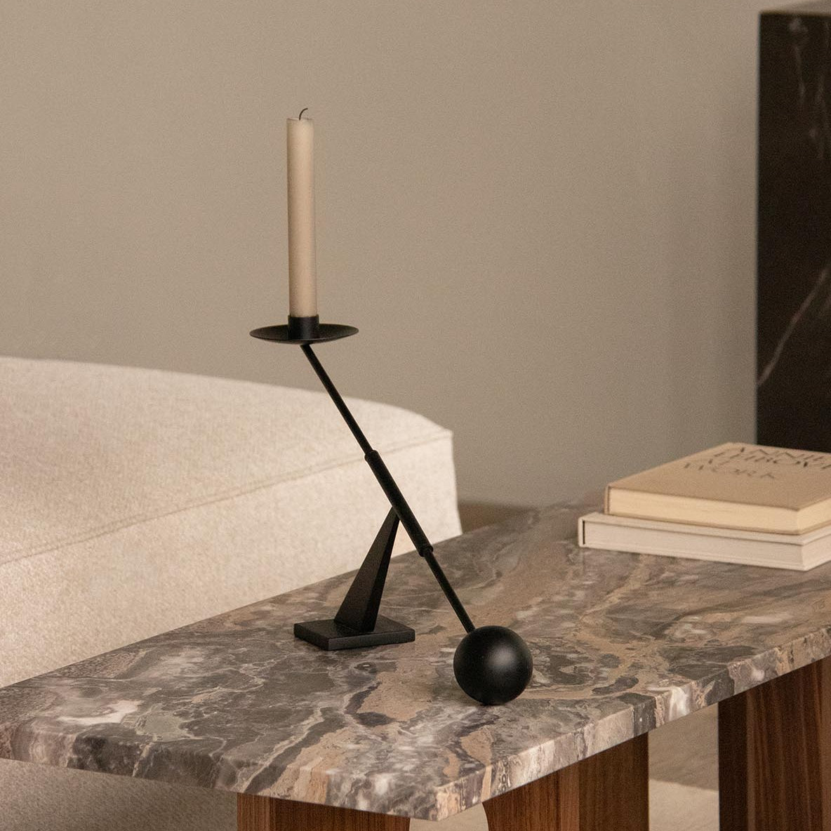 Audo Androgyne Lounge Table Walnut Grey Galaxy Marble