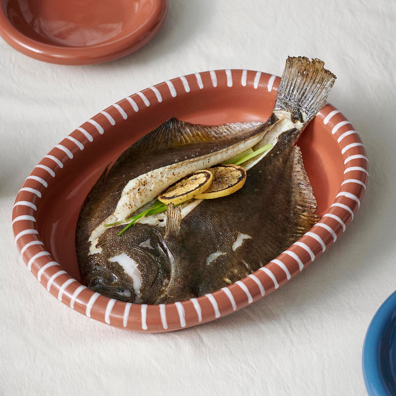 HAY Barro Oval Dish Large - Natural with Stripes