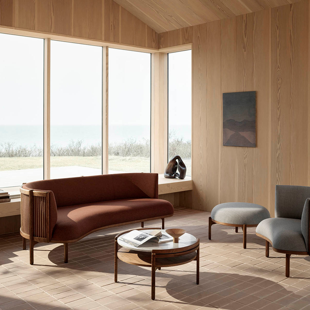 Carl Hansen & Søn RF1904 Sideways Lounge Chair - Walnut Rewool Fabric