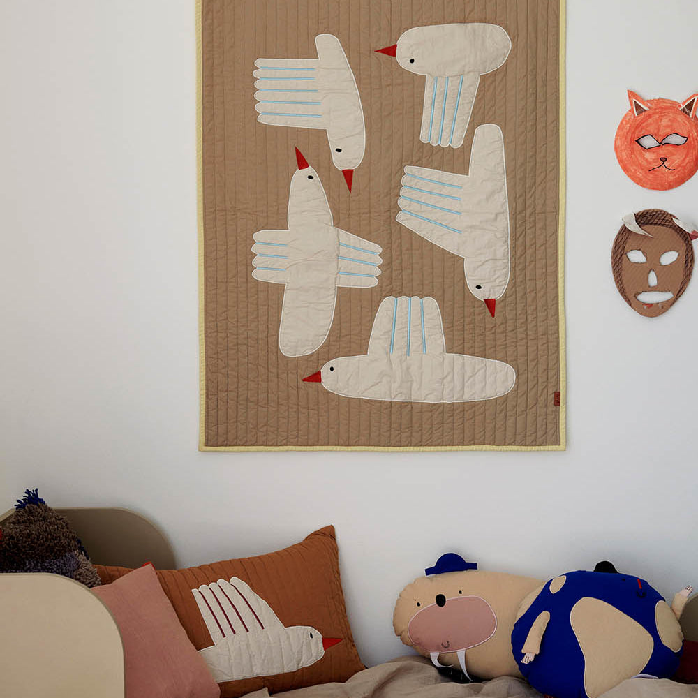 Ferm Living Bird Quilted Blanket - Sand