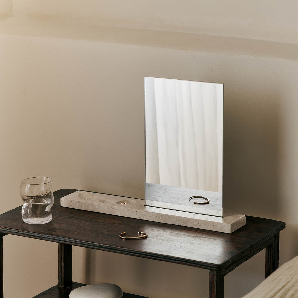 Ferm Living Caseta Table Mirror - Travertine
