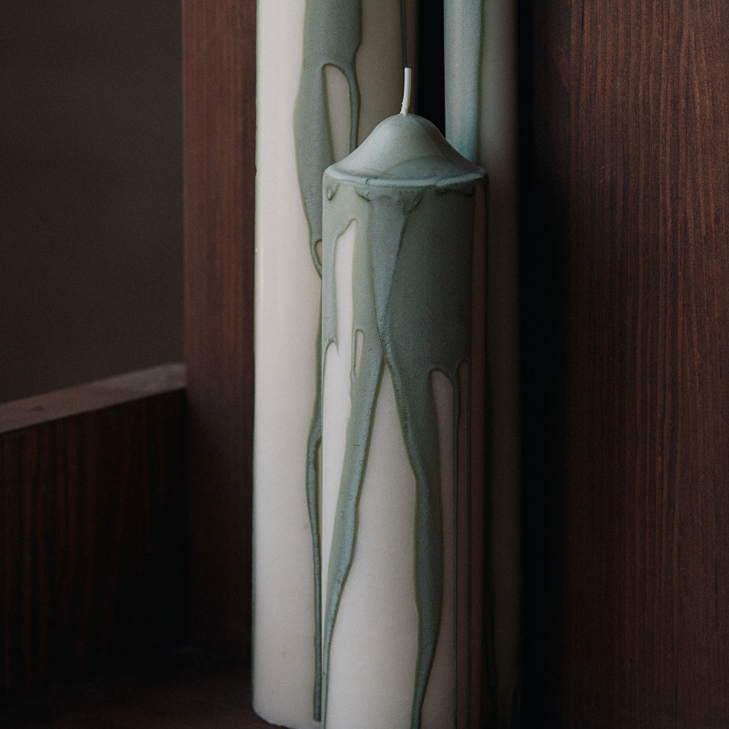 Ferm Living Dryp Candles (Set of 2) - Tea Green