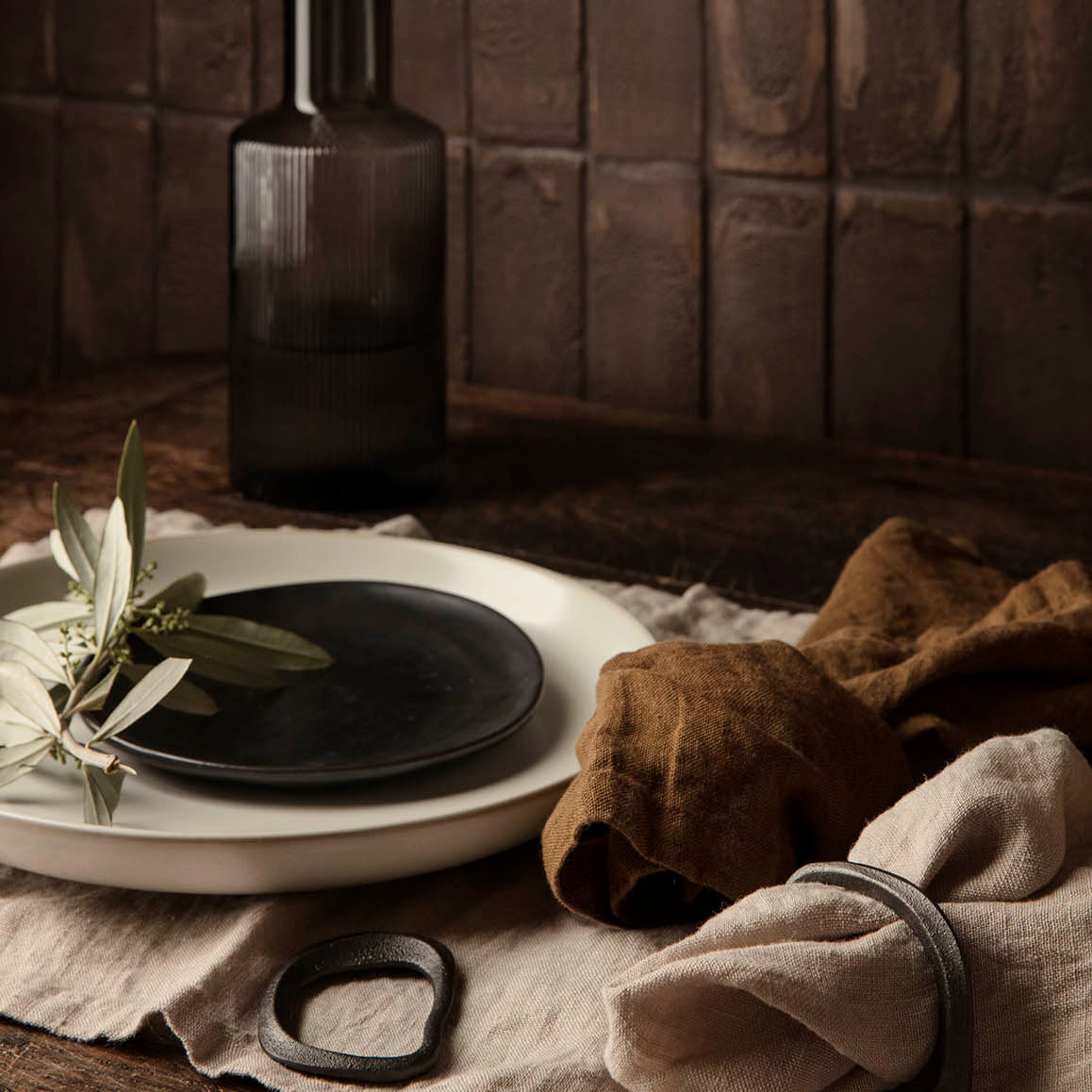 Ferm Living Flow Napkin Rings Black Brass