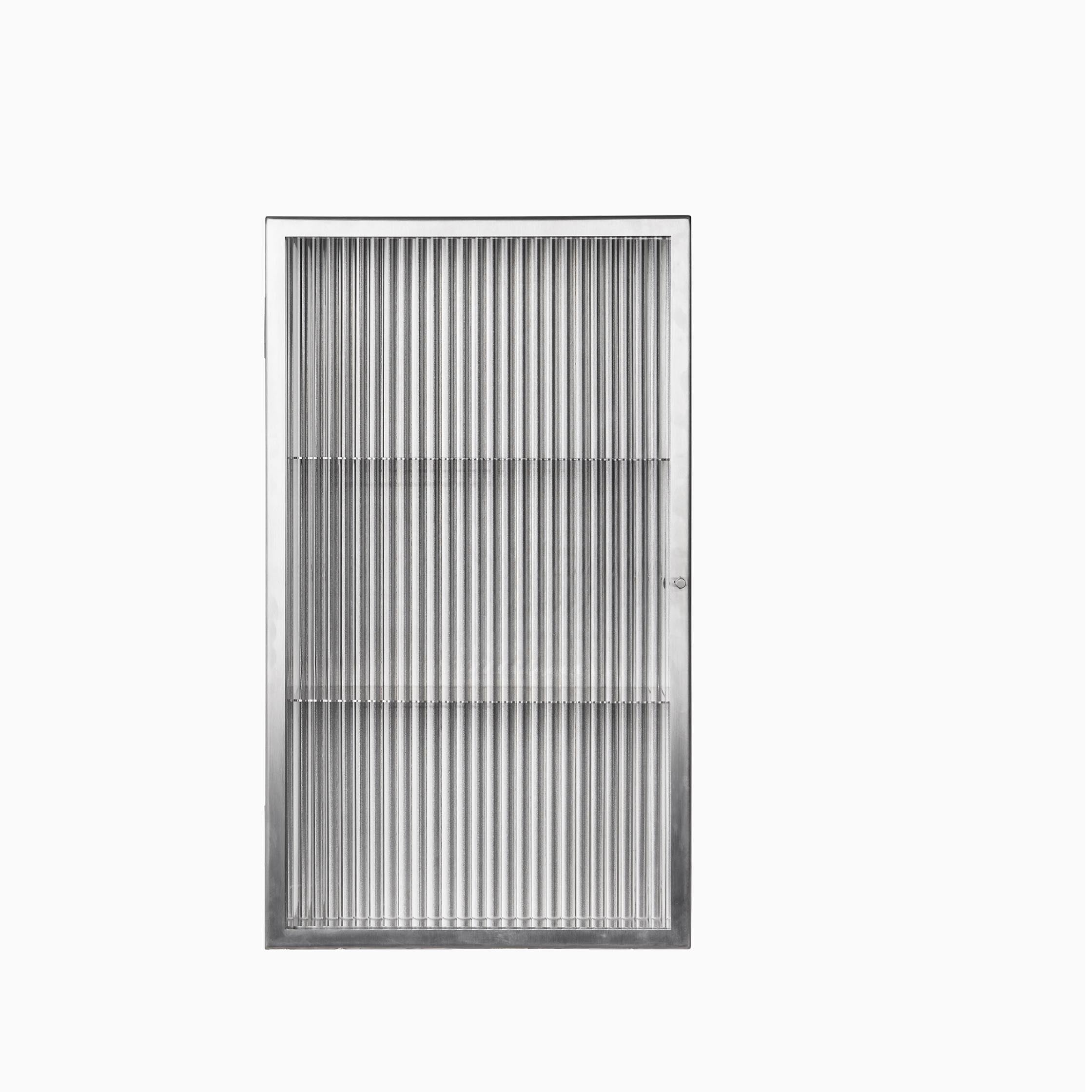 Haze Wall Cabinet - Reeded Glass - Brushed Stainless Steel