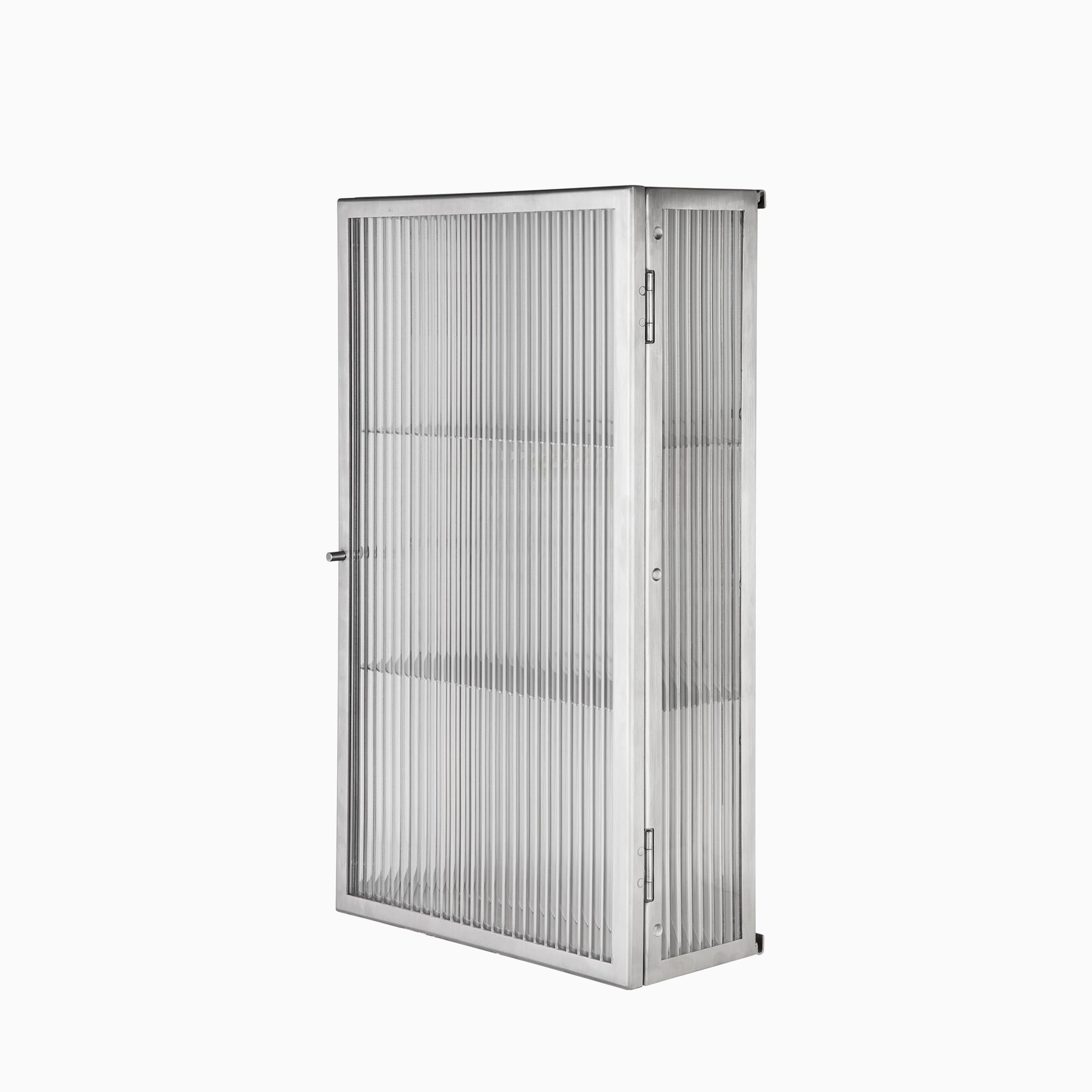 Haze Wall Cabinet - Reeded Glass - Brushed Stainless Steel