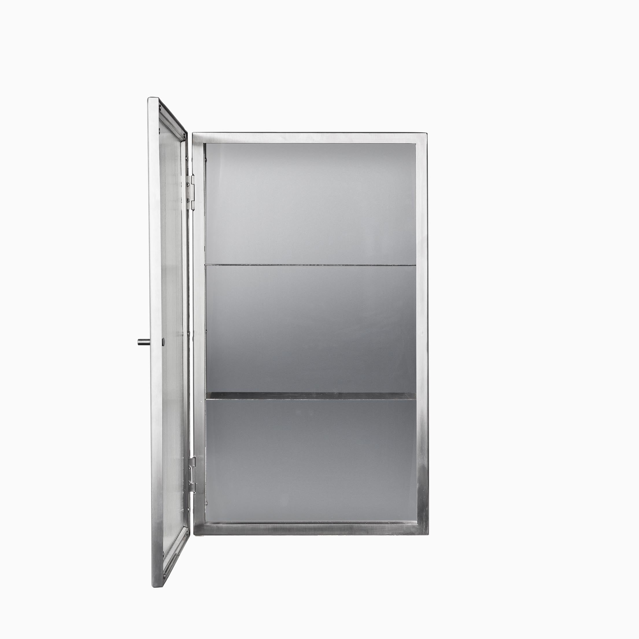Haze Wall Cabinet - Reeded Glass - Brushed Stainless Steel