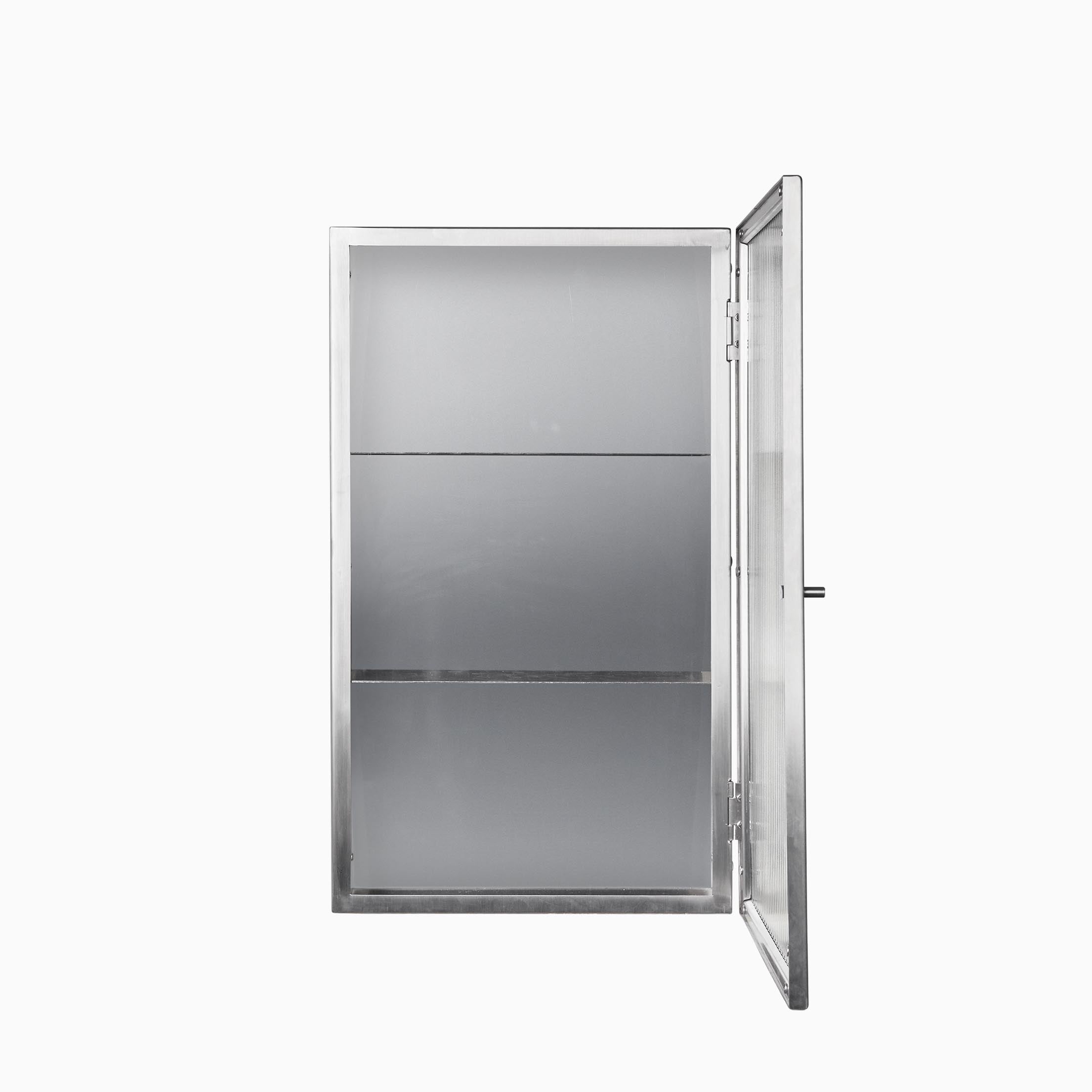 Haze Wall Cabinet - Reeded Glass - Brushed Stainless Steel