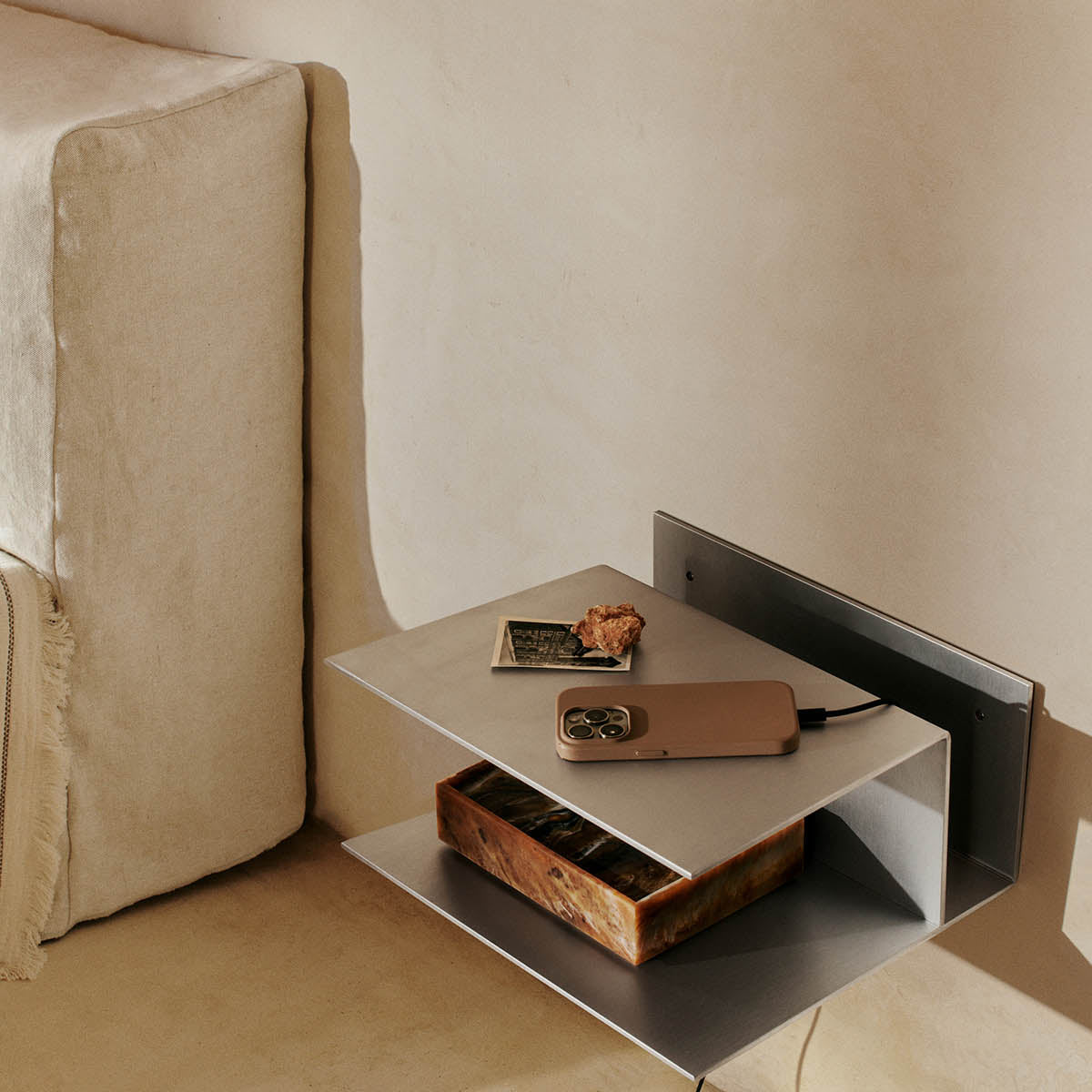 Ferm Living Lager Bedside Table Aluminium