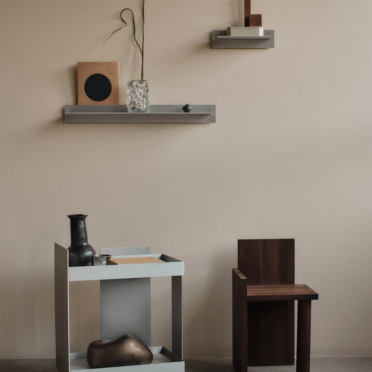 Ferm Living Lager Wall Shelf - Single Aluminium