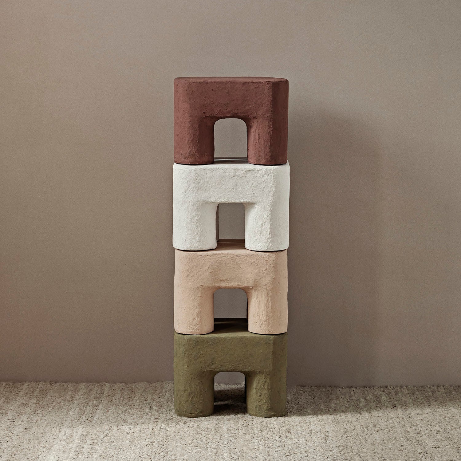 Ferm Living Podo Stool Red Brown