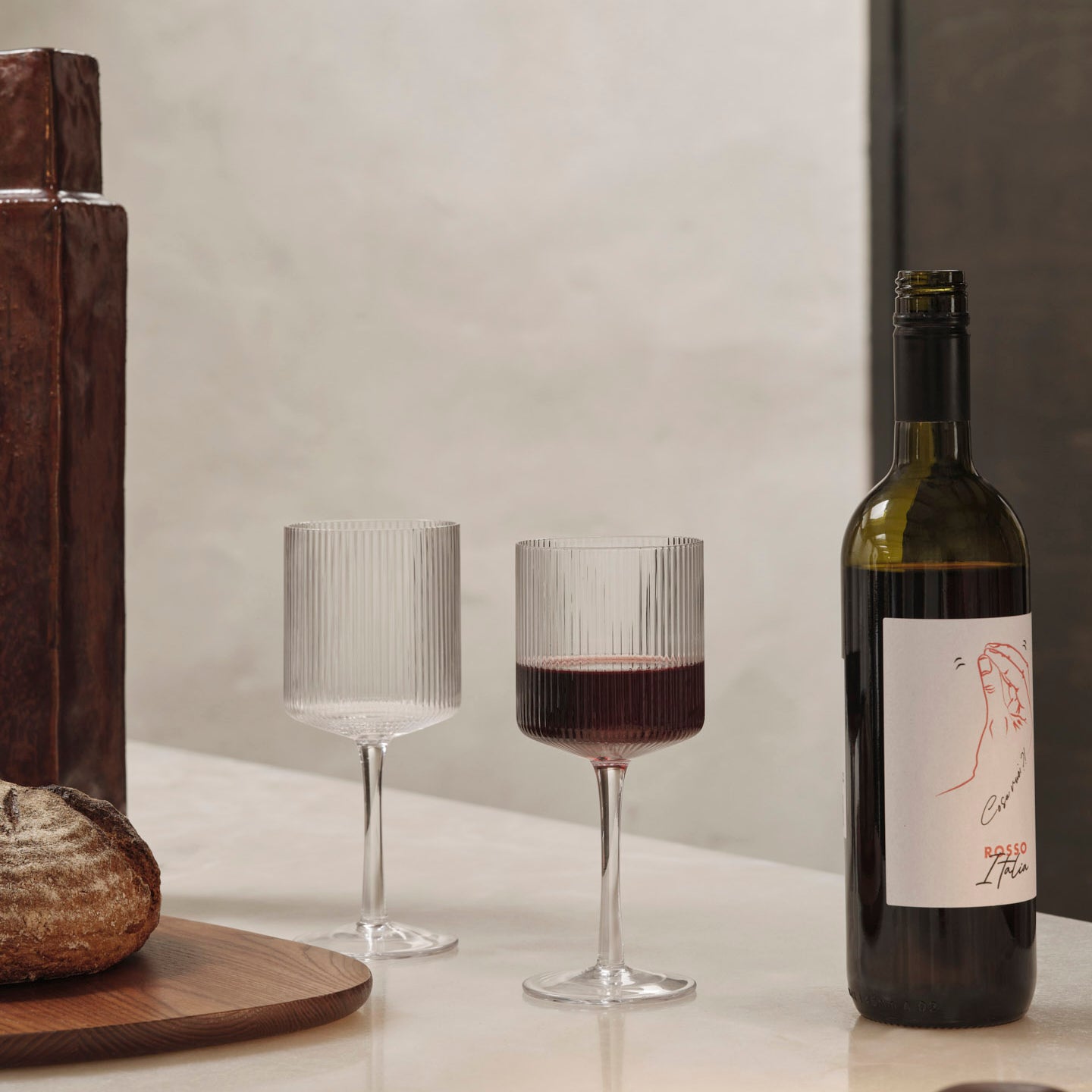 Ferm Living Ripple Red Wine Glasses Clear (Set of 2)