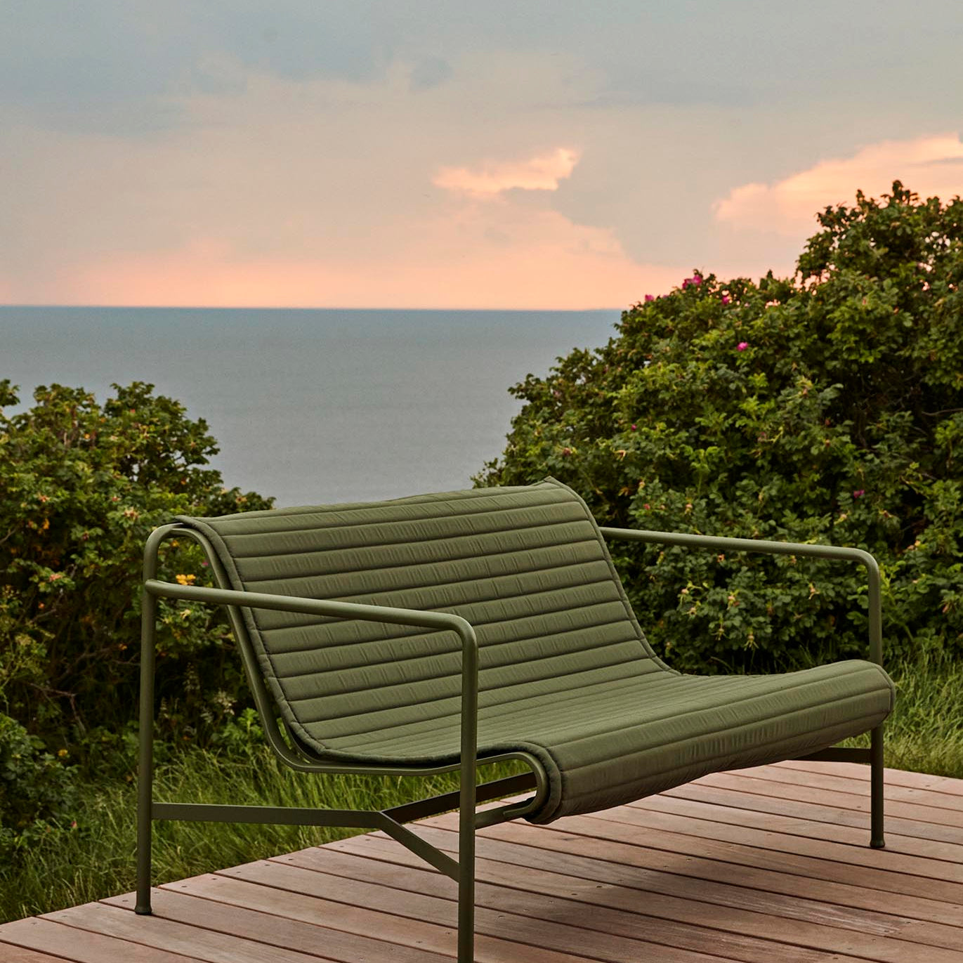 HAY Palissade Seat Cushion for Dining Bench - Quilted Olive