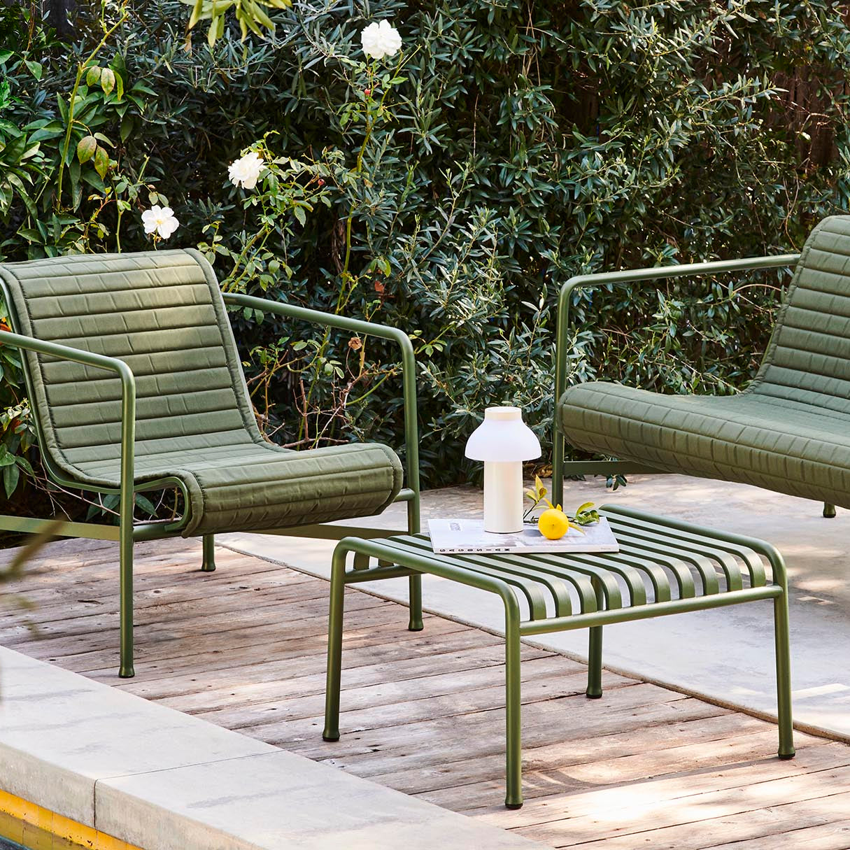 HAY Palissade Seat Cushion for Dining Bench - Quilted Olive