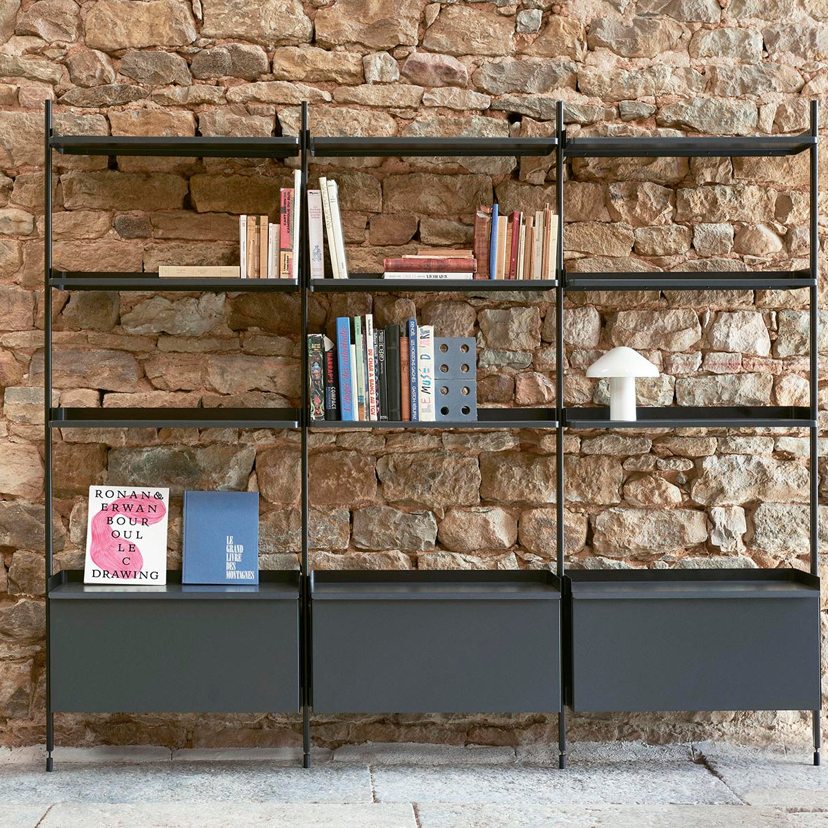 HAY Pier System 133 Black Steel with Black Aluminum Profile