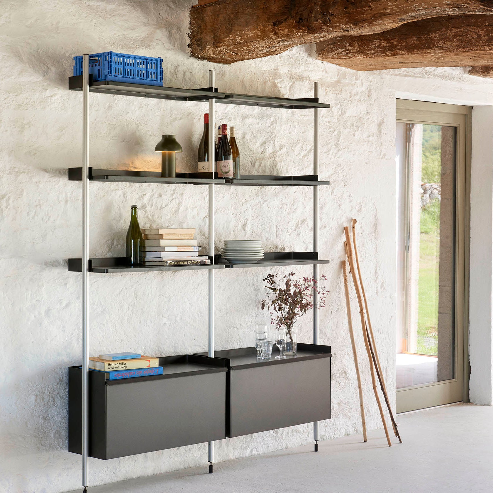 HAY Pier System Black Steel with Clear Aluminum Profile