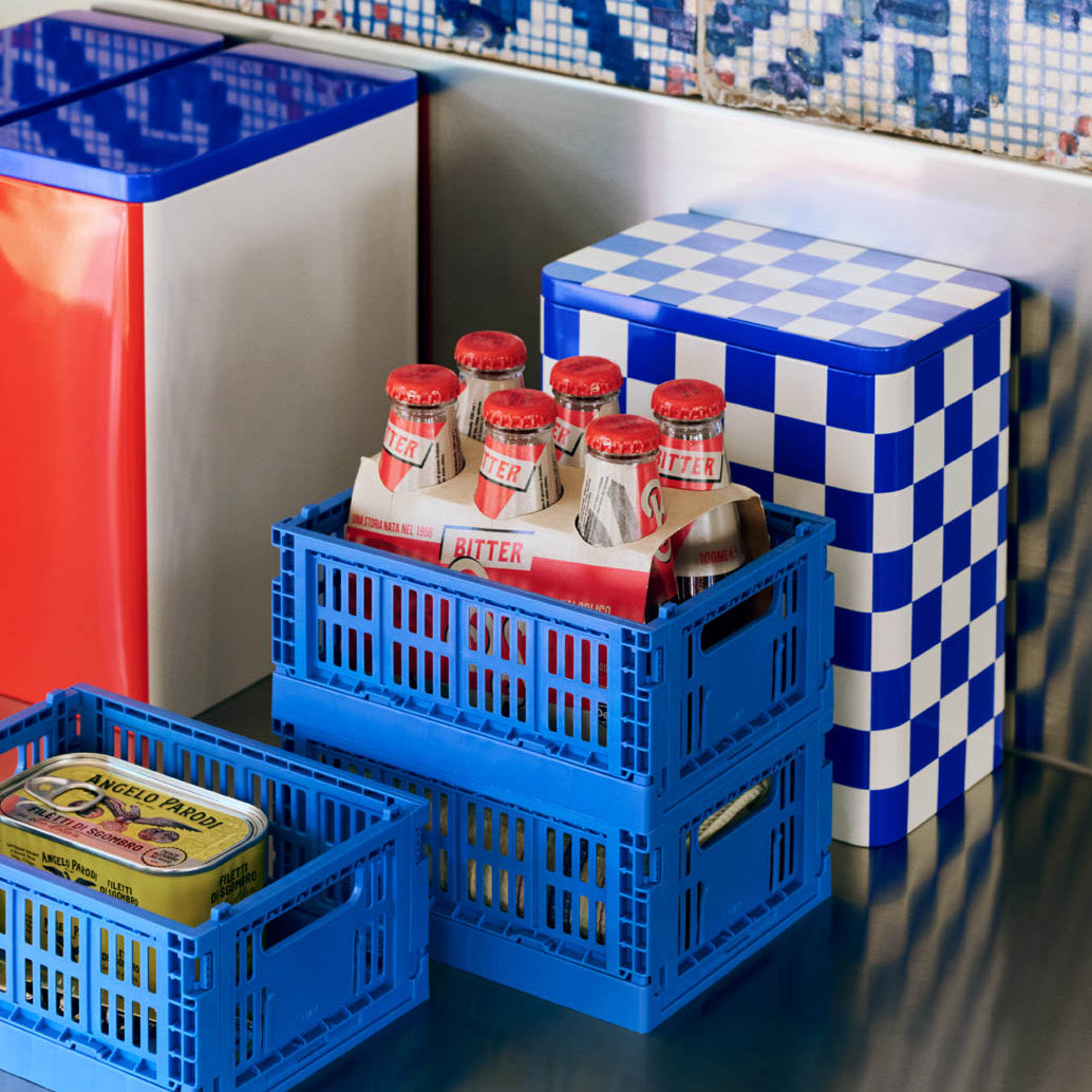 HAY Tin Container Large - Blue & Off-white