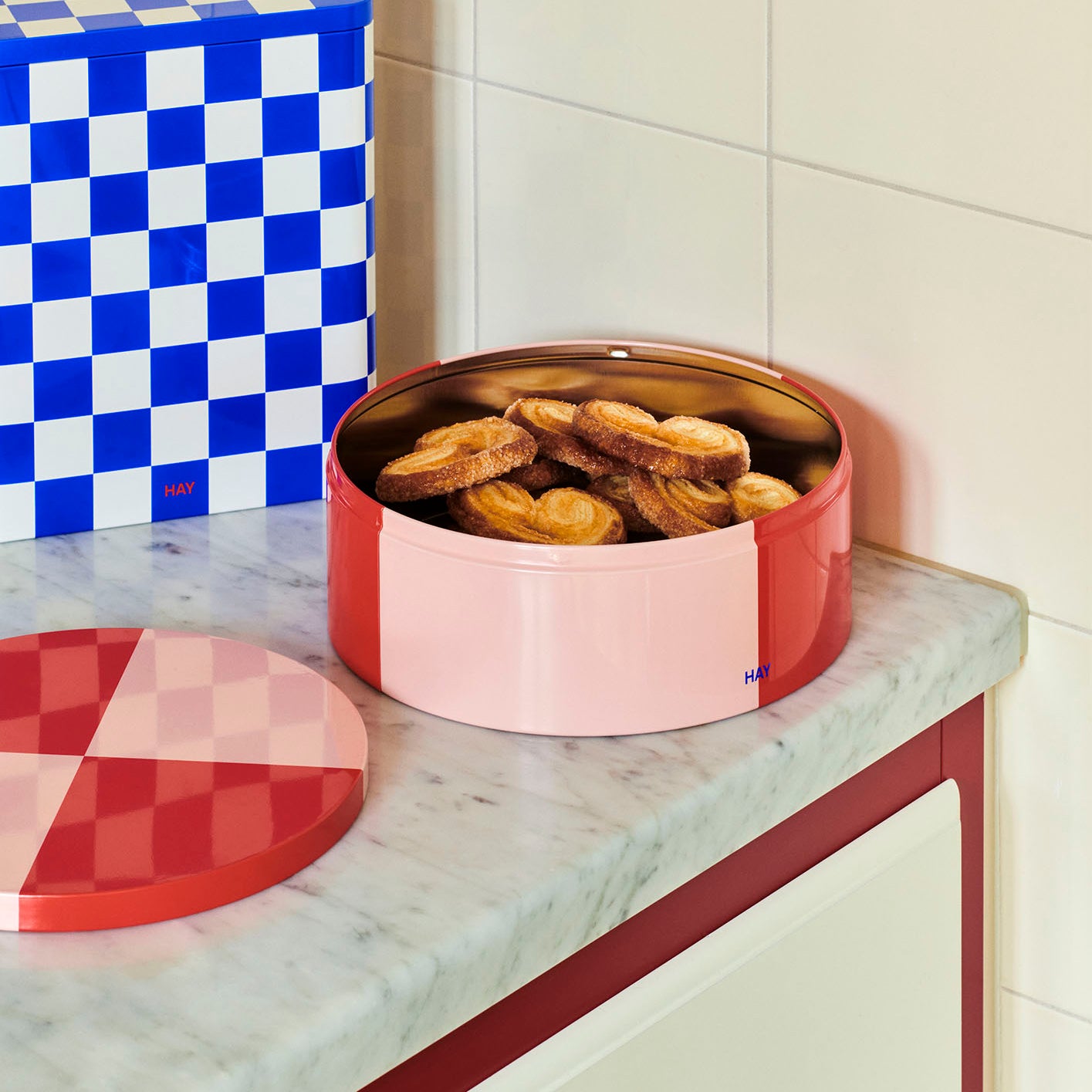 HAY Tin Container Round - Red & Off-White