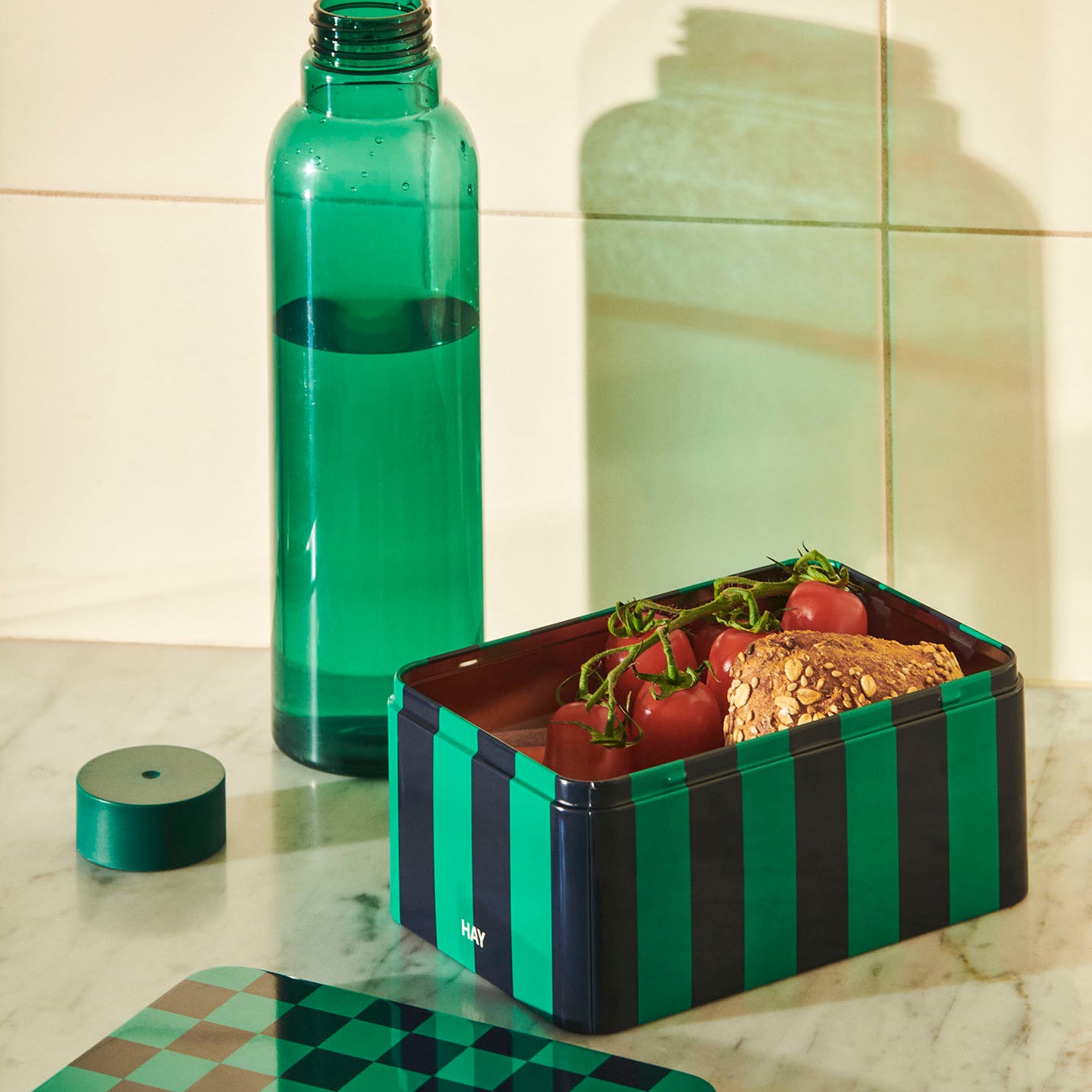 HAY Tin Container Small - Green & Dark Blue