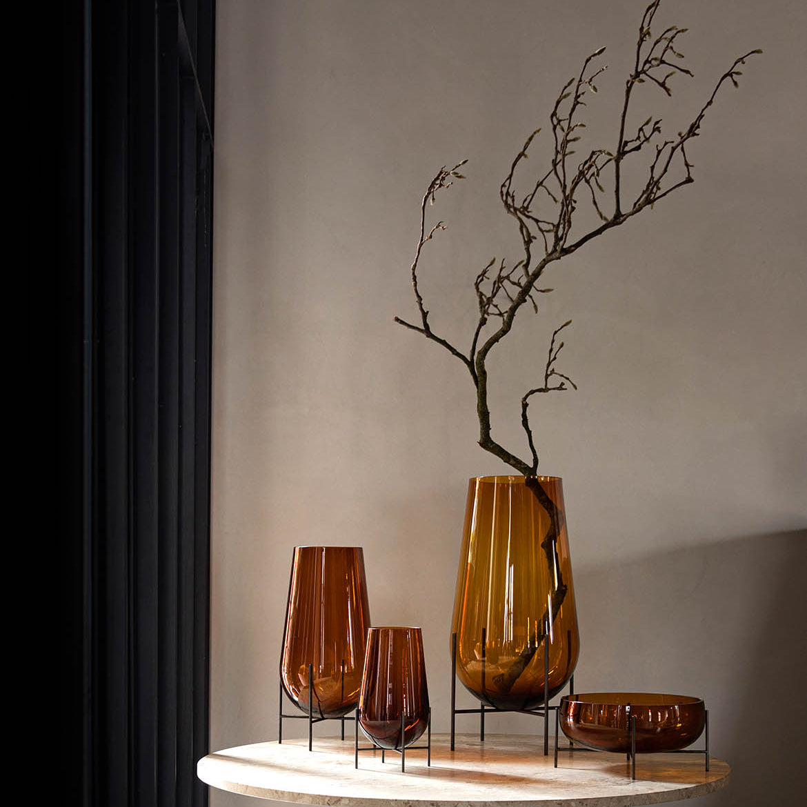 Audo Echasse Vase Bronze Brass Amber