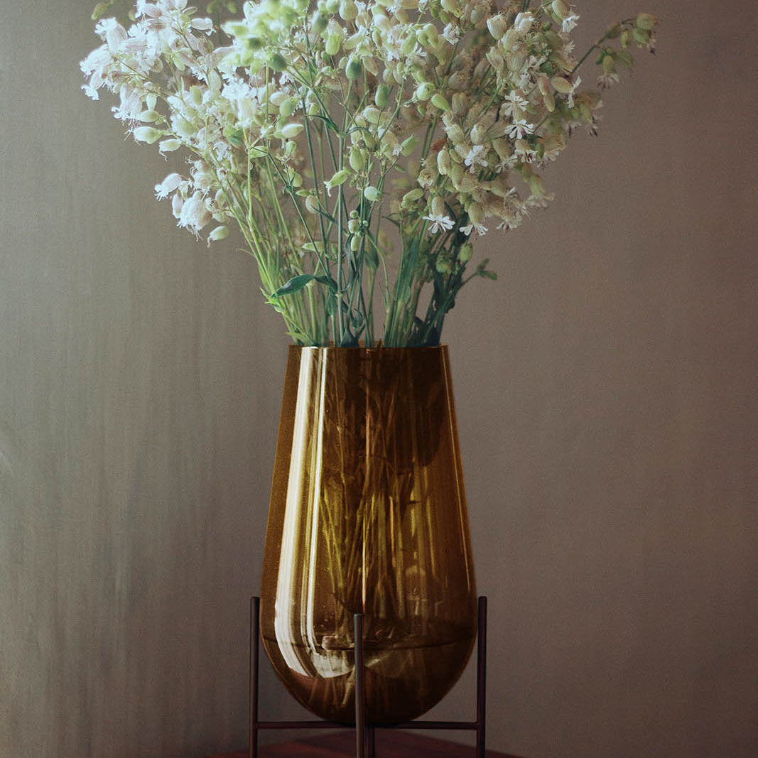 Audo Echasse Vase Bronze Brass Amber