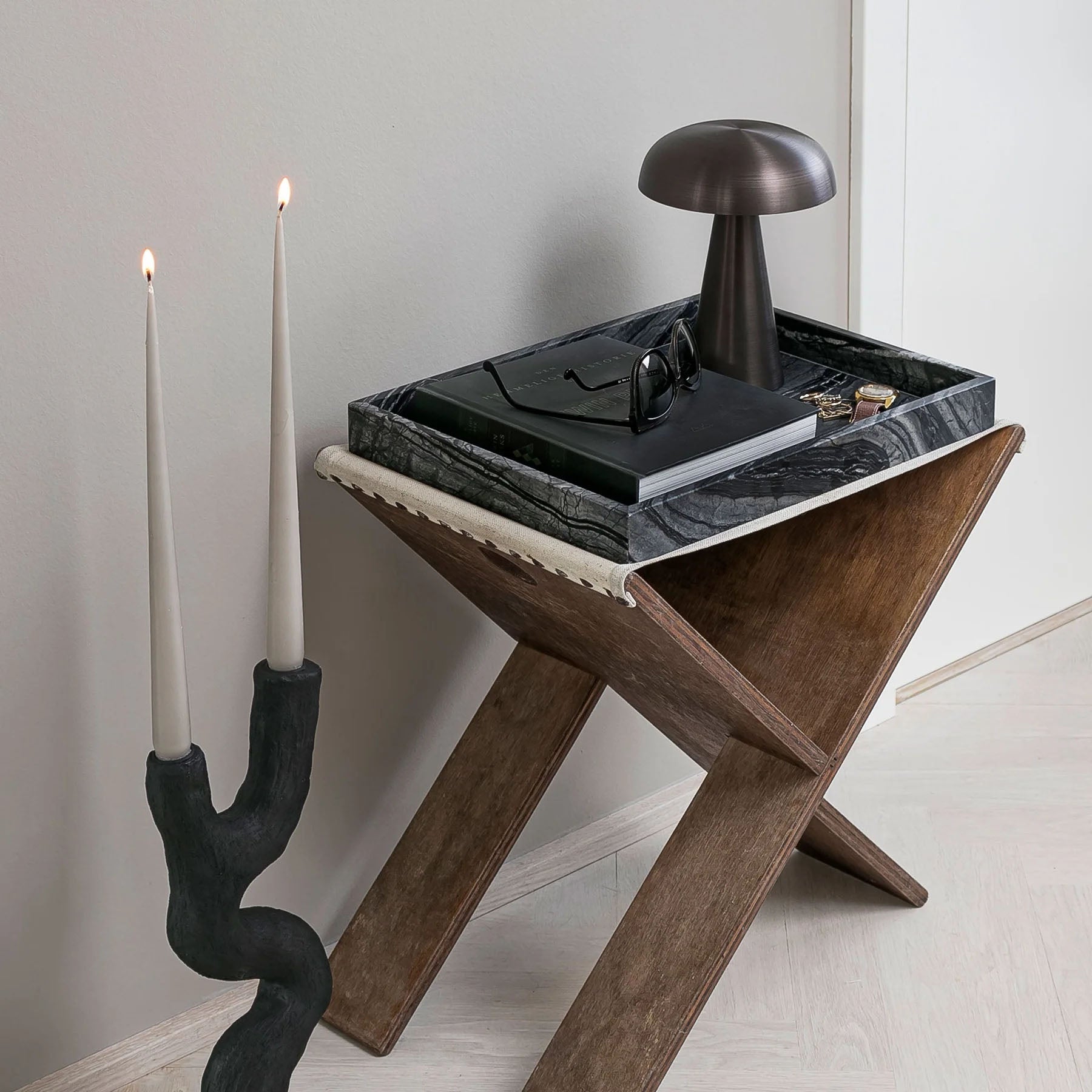 Mette Ditmer Marble Tray, Large - Black/Grey