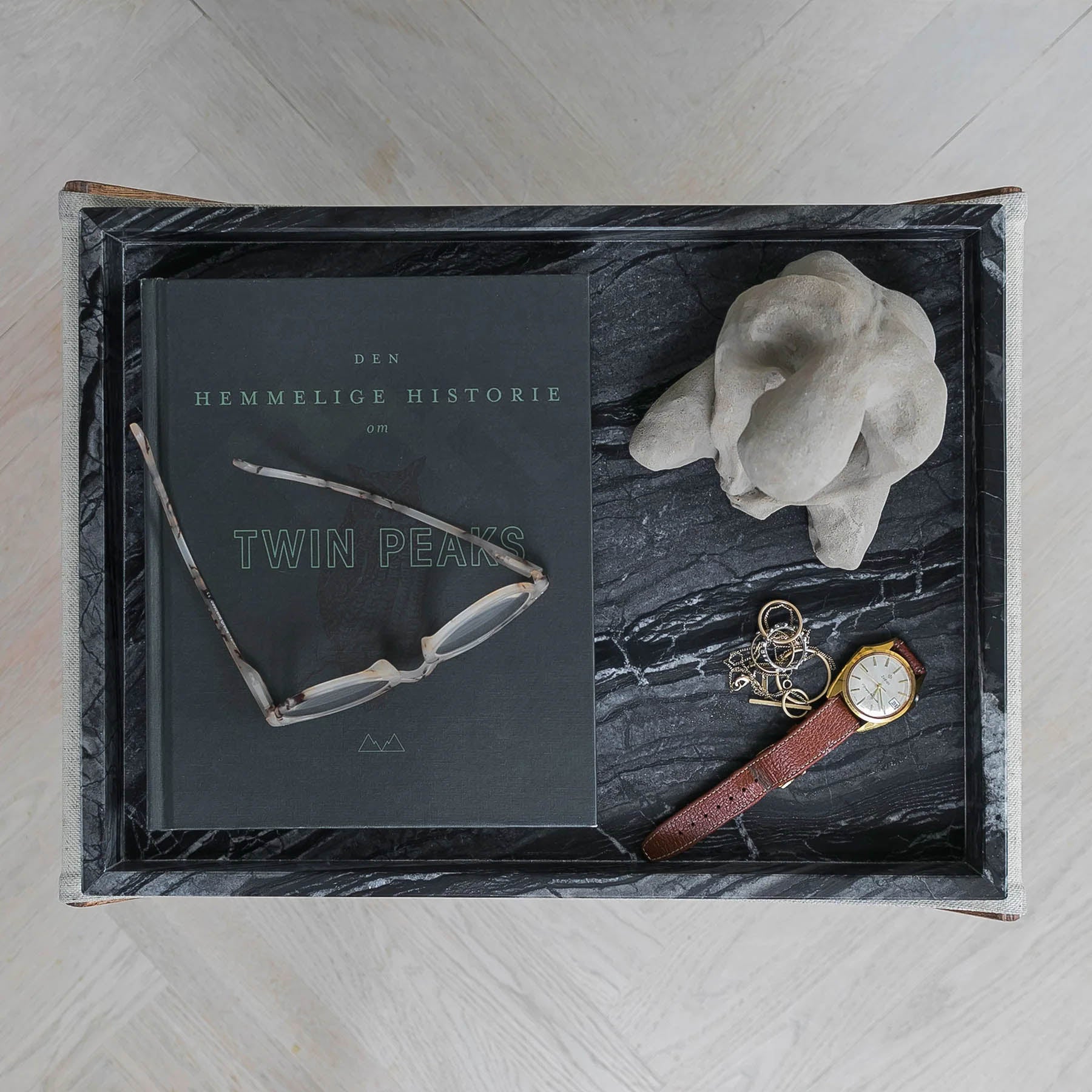 Mette Ditmer Marble Tray, Large - Black/Grey