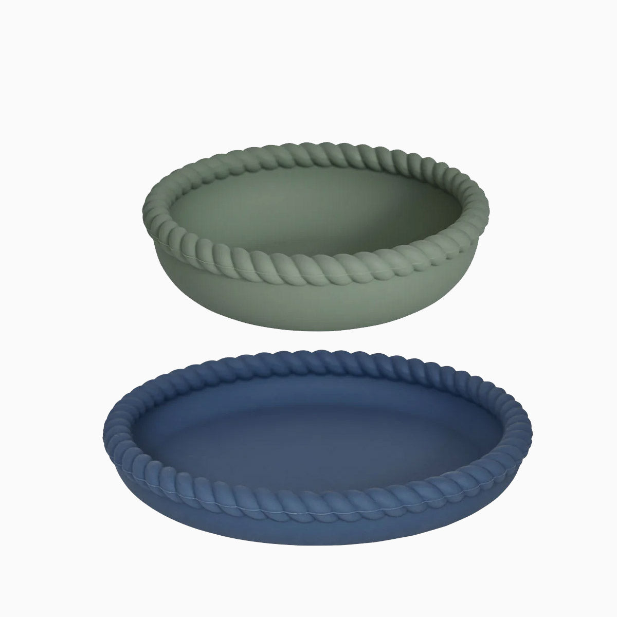 OYOY Mellow Plate and Bowl Blue and Olive