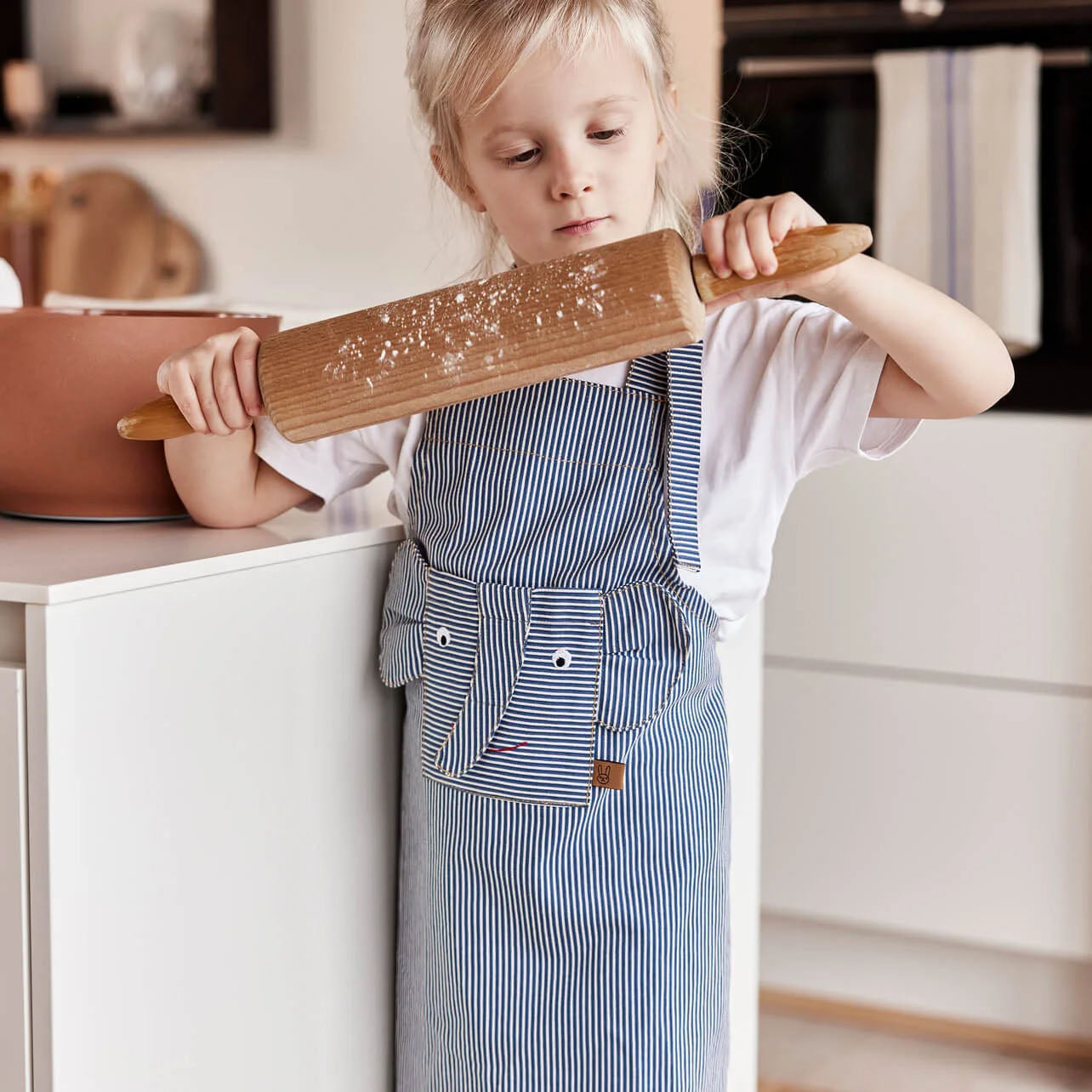 OYOY Striped Denim Elephant Apron