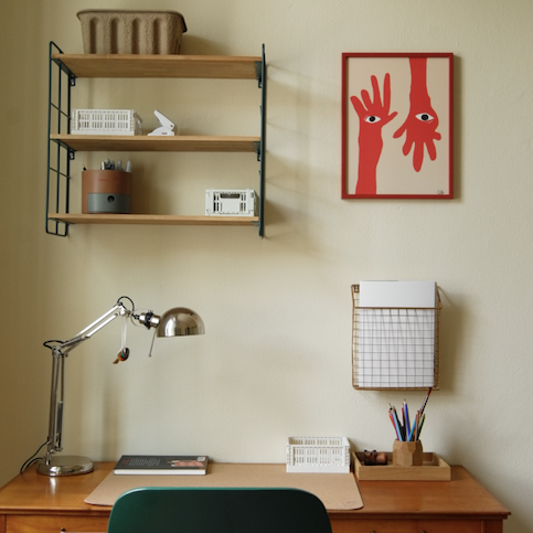 Paper Collective Modern Timber Poster Frame in Vibrant Red Solid Wood