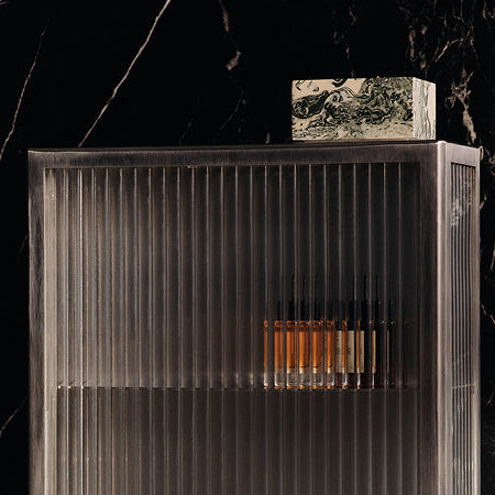 Haze Wall Cabinet - Reeded Glass - Brushed Stainless Steel