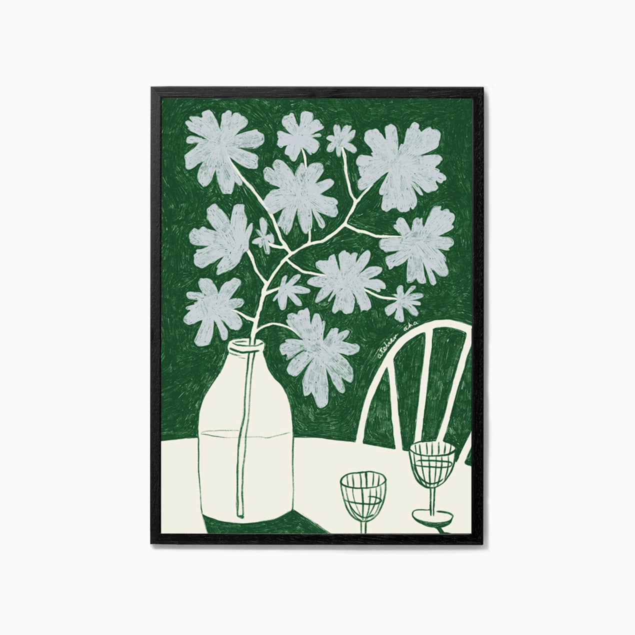 The Poster Club Anouk Van Cleef Blue Flowers Red Wine