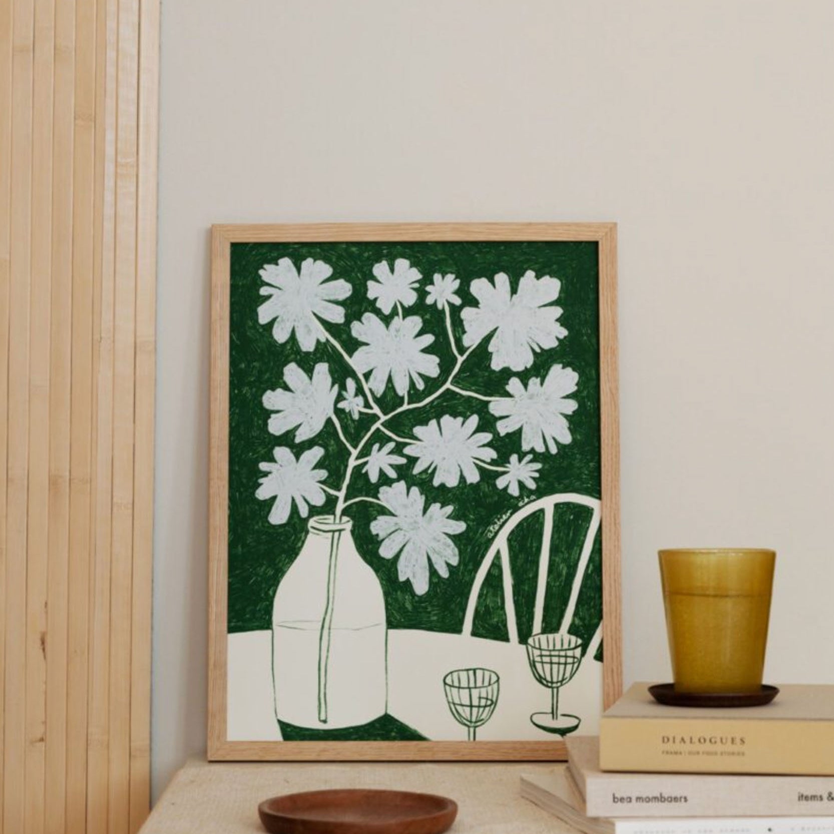 The Poster Club Anouk Van Cleef Blue Flowers Red Wine