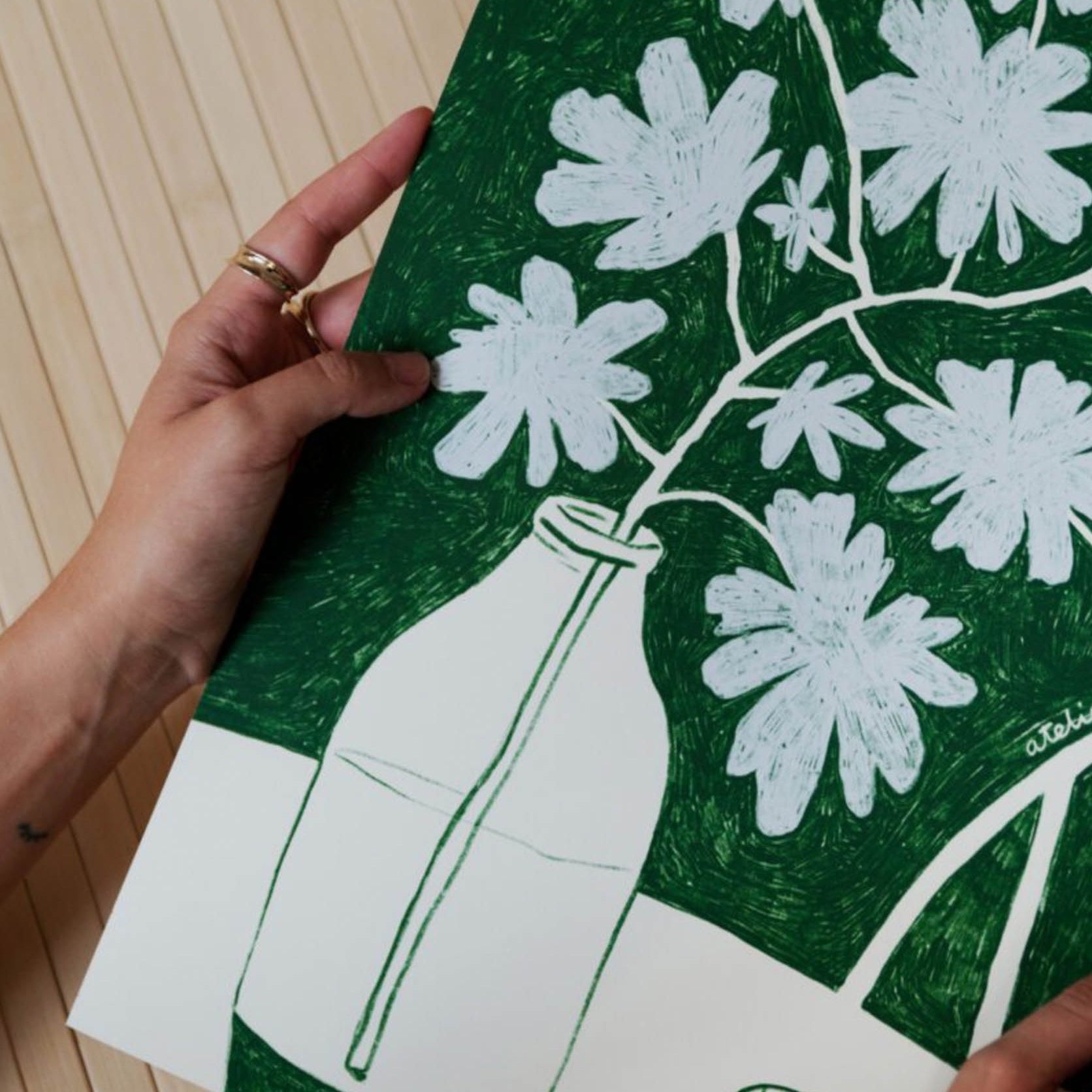 The Poster Club Anouk Van Cleef Blue Flowers Red Wine