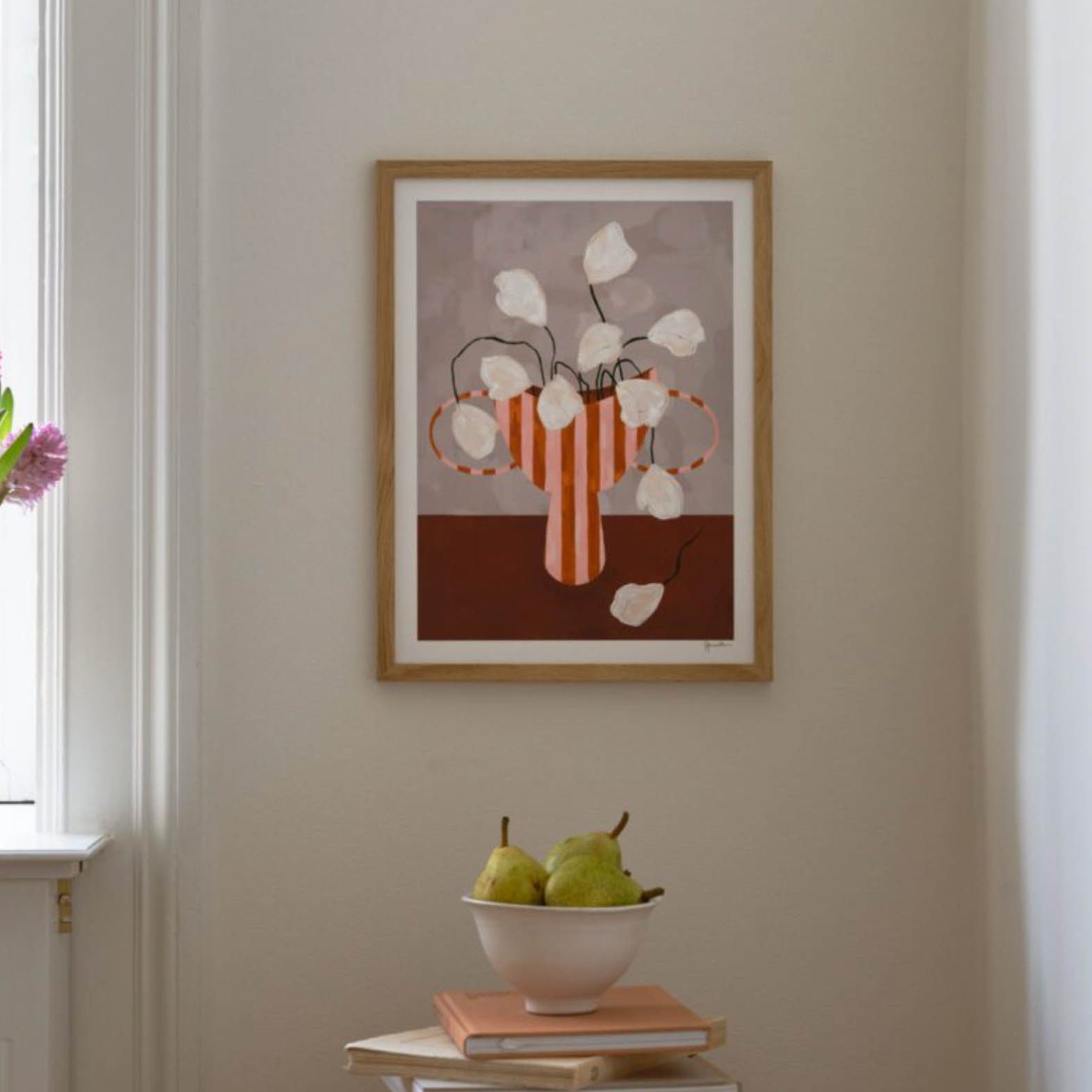 Frankie Penwill - White Flowers in Striped Vase