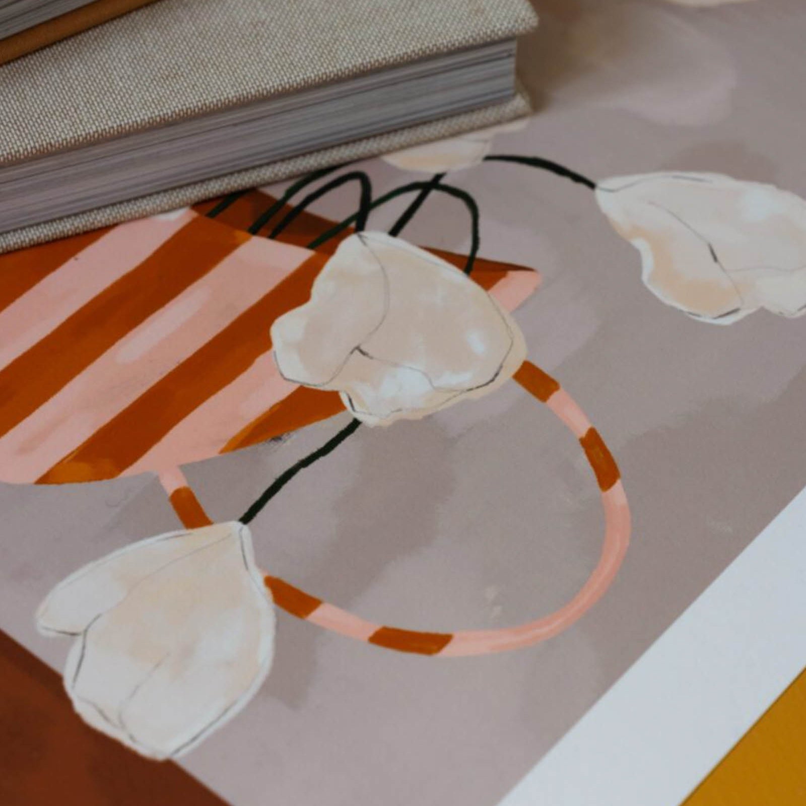 Frankie Penwill - White Flowers in Striped Vase