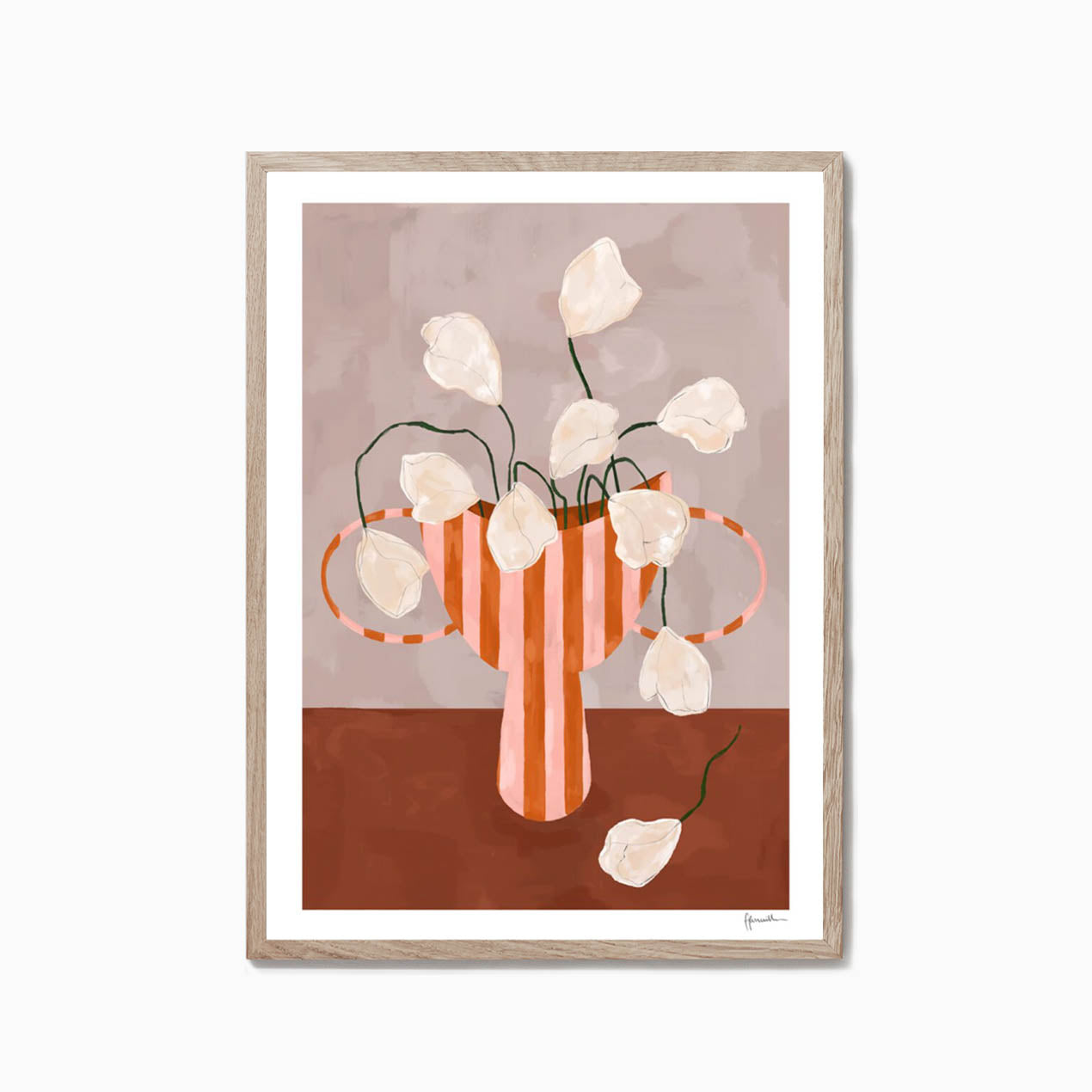 Frankie Penwill - White Flowers in Striped Vase