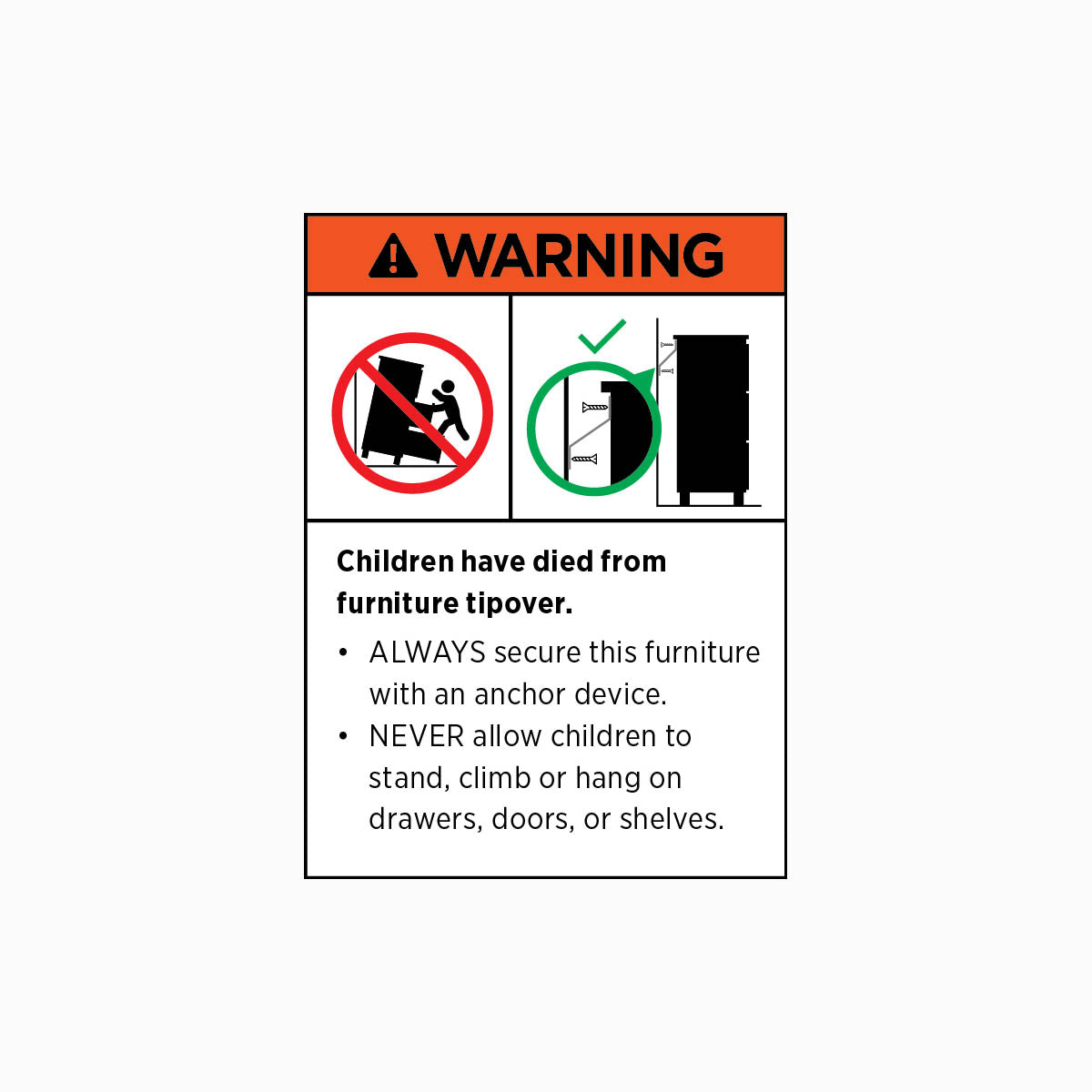 Toppling Furniture Warning