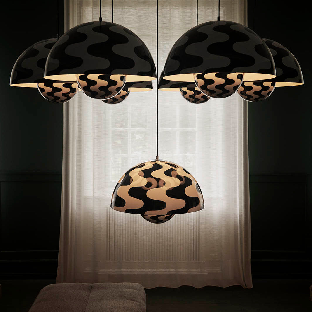 &Tradition Flowerpot Pendant VP2 Black White Pattern