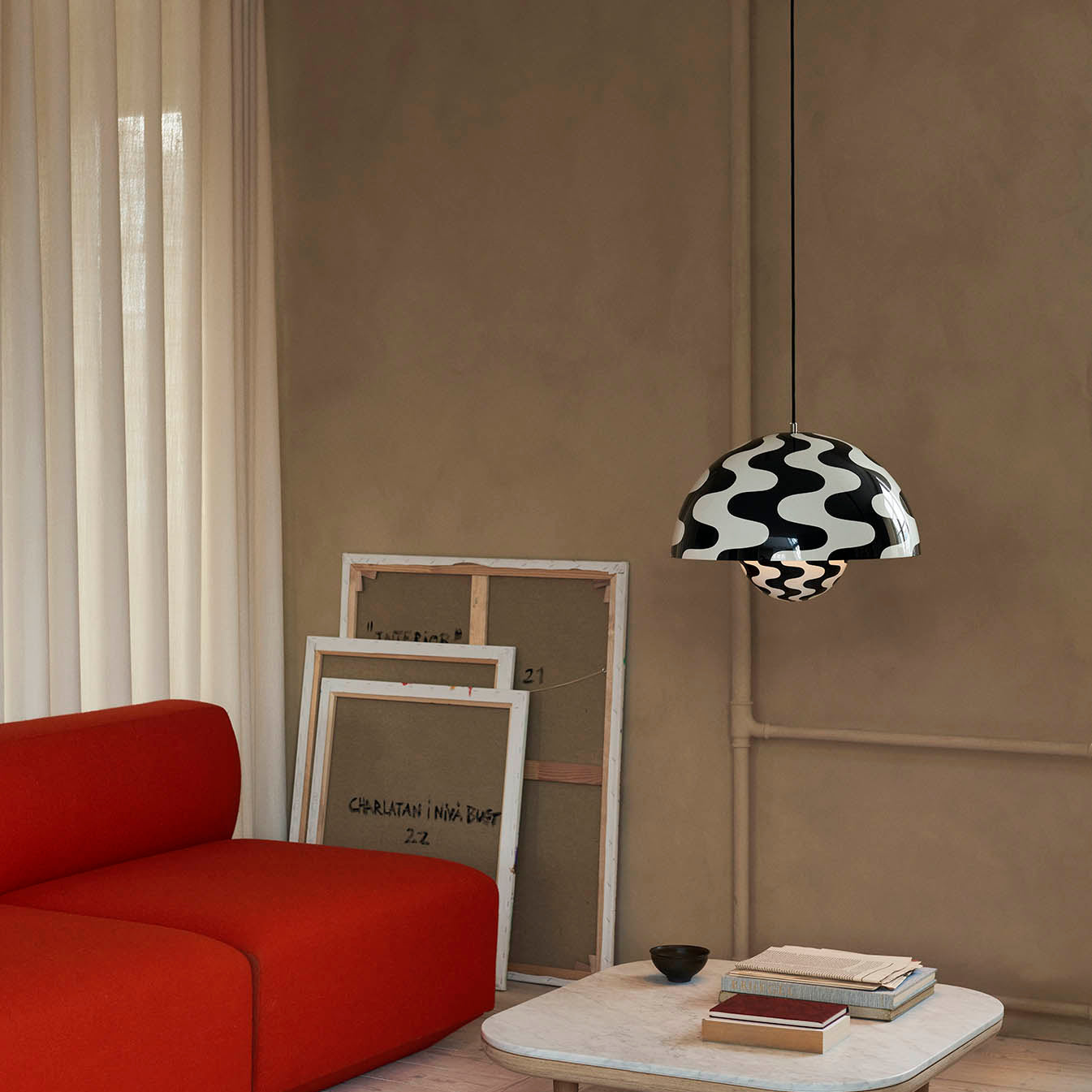 &Tradition Flowerpot Pendant VP2 Black White Pattern