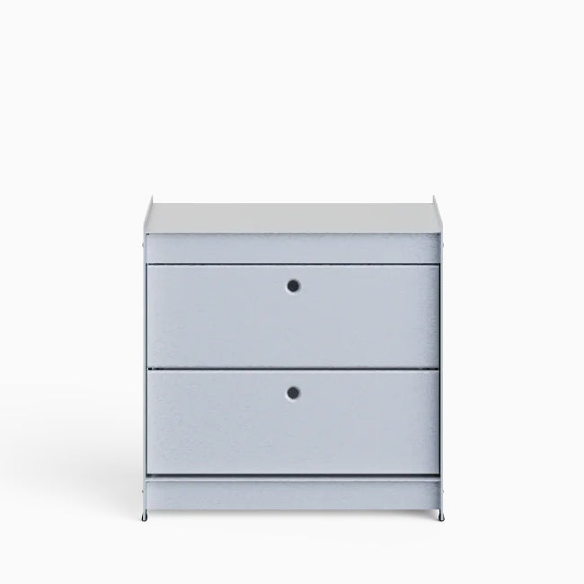 Util Bedside Table with 2 Drawers Brushed Aluminium